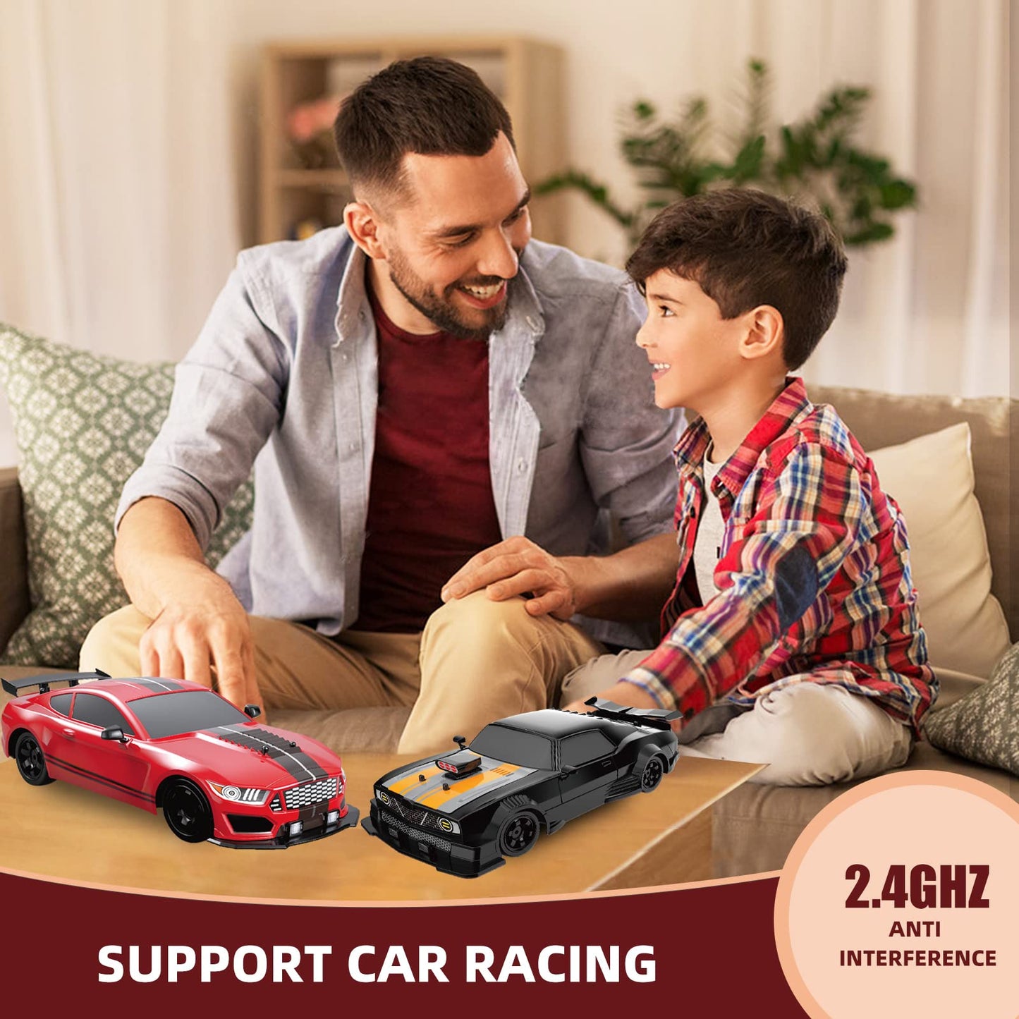Sakeye RC Drifting Car 2.4GHz 1:16 4WD Remote Control Cars High Speed RC Cars with LED Lights Two Batteries and Drifting Tires Racing Sport Toy Cars for Adults Boys Kids Gift