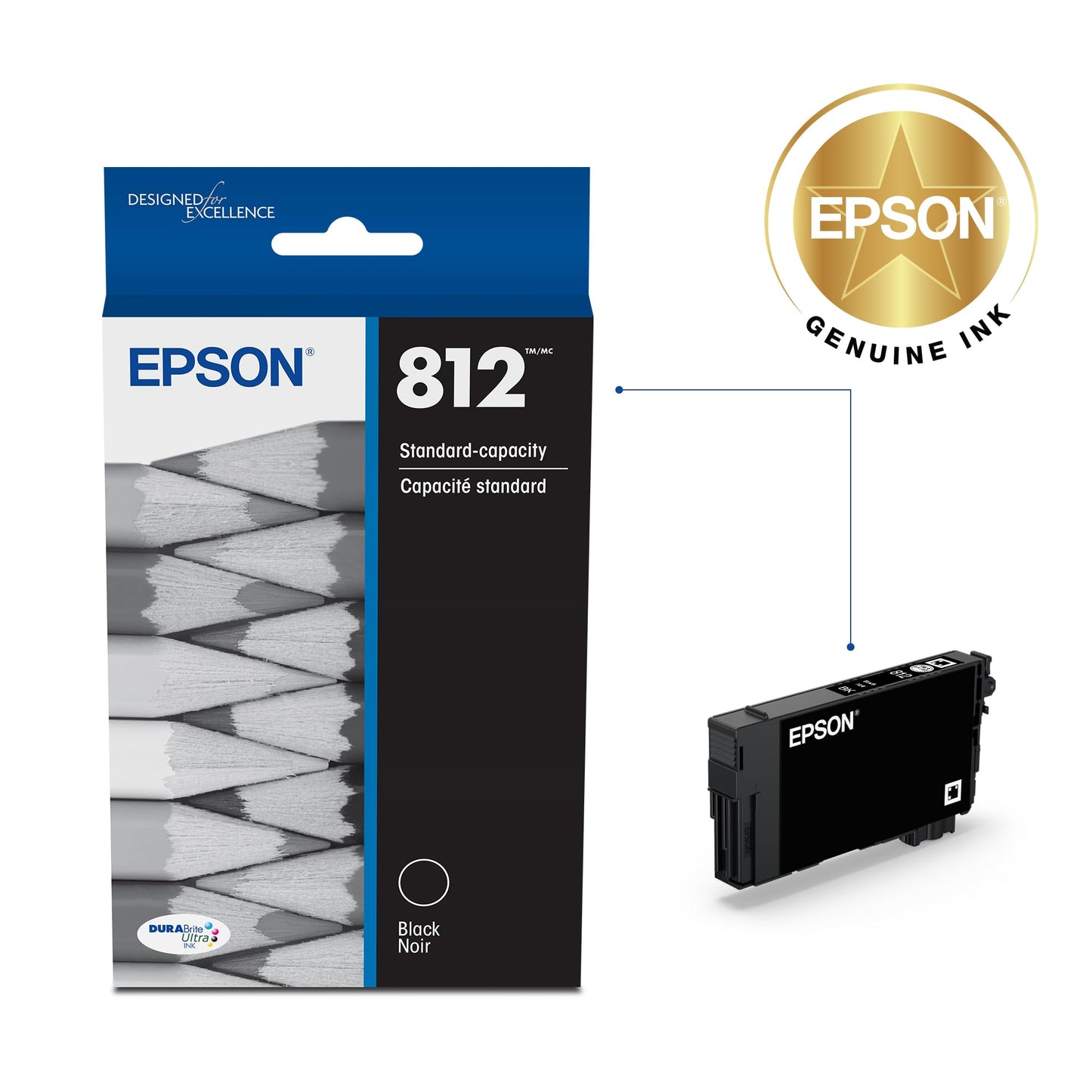 EPSON 812 DURABrite Ultra Ink Standard Capacity Black Cartridge (T812120-S) Works with Workforce Pro WF-7310, 7820, 7840, EC-C7000