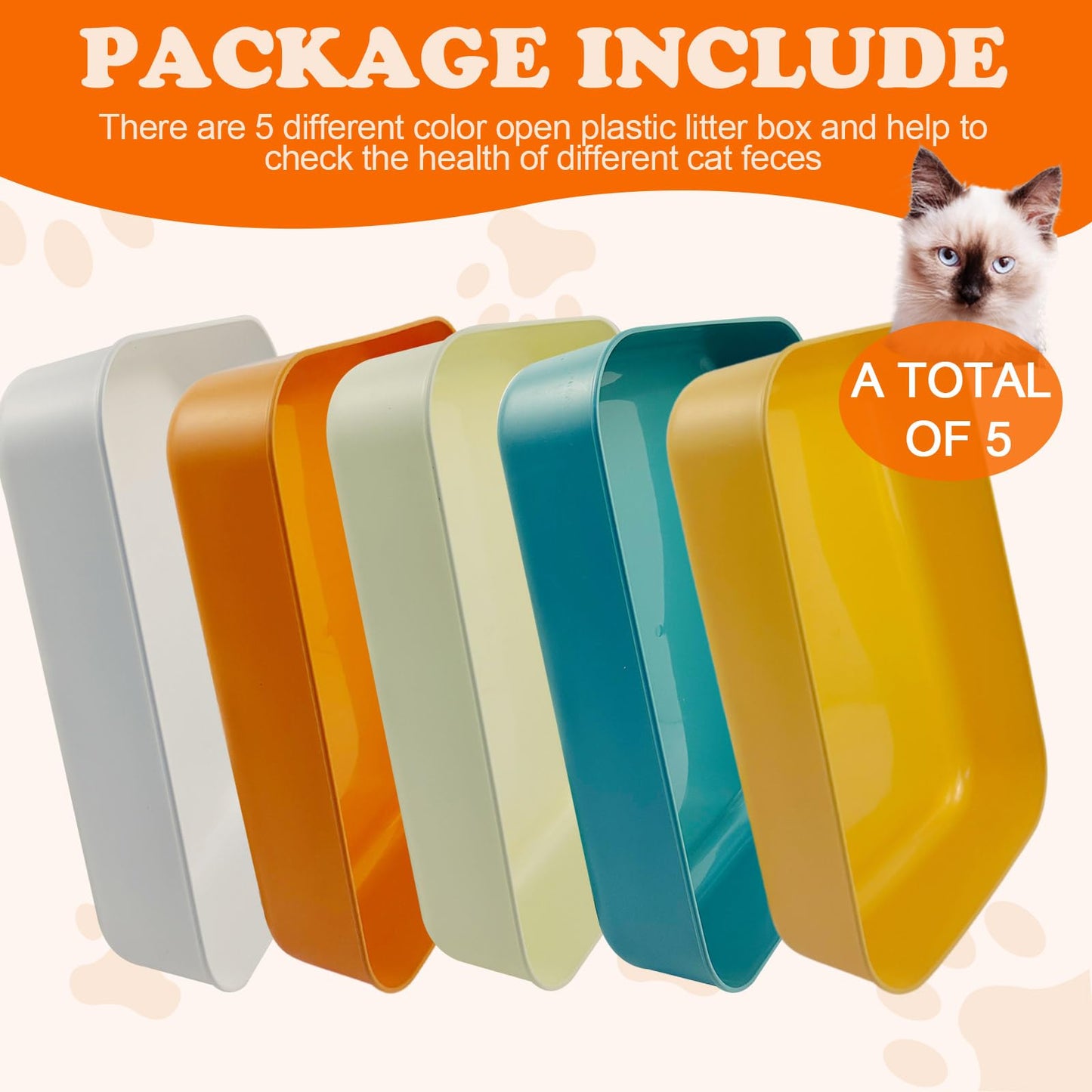 5 Pcs Small Litter Box,13.9 x 9.8 x 3 Inch Plastic Kitten Litter Pan, Low Entry Waterproof Open Cat Litter Box Travel Toilet for Small Pet Kitty Bunny Guinea Pig, Easy to Clean, Multicolor
