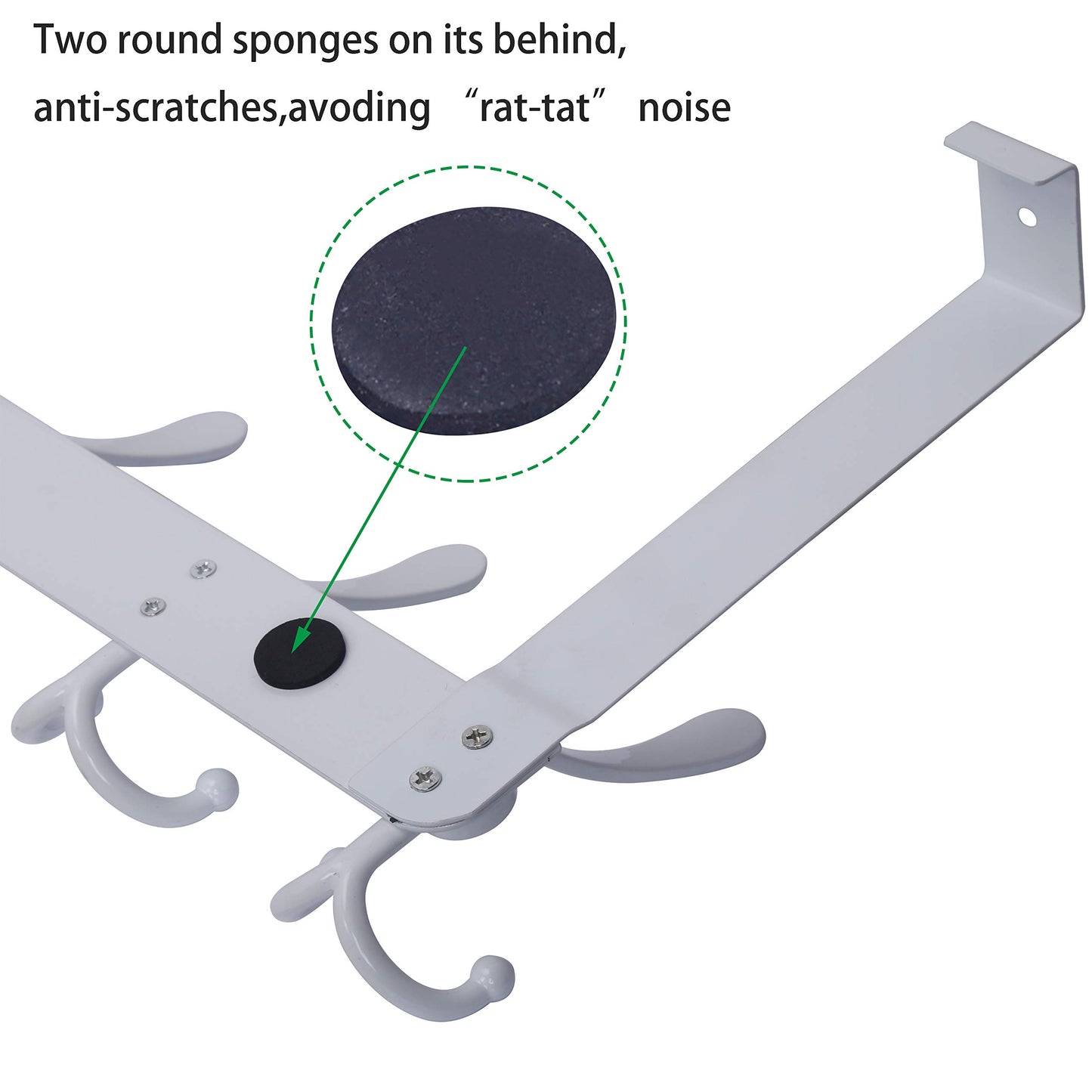WEBI Over The Door Hook Rack with 5 Tri Hooks for Hanging Coats, Towels & Coats - White, 2 Packs