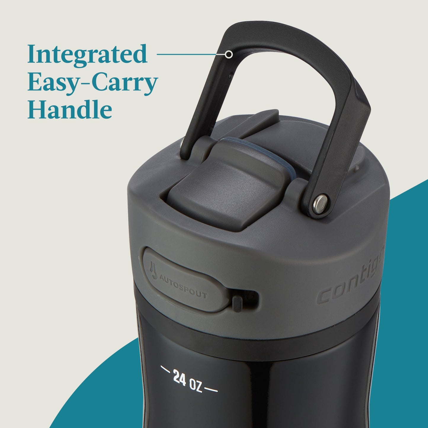 Contigo Ashland Chill 2.0 Stainless Steel Leak-Proof Water Bottle with Straw and Carry Handle for Easy Travel, Vacuum-Insulated and BPA-Free, Licorice, 24 oz (709 mL)