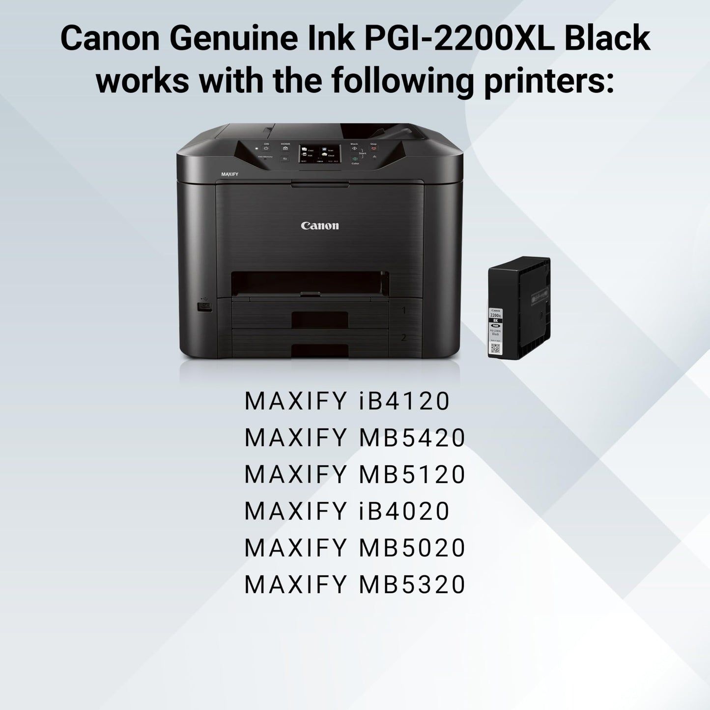 Canon Genuine Canon PGI-2200 XL HIGH Yield Pigment Ink Cartridge, Black