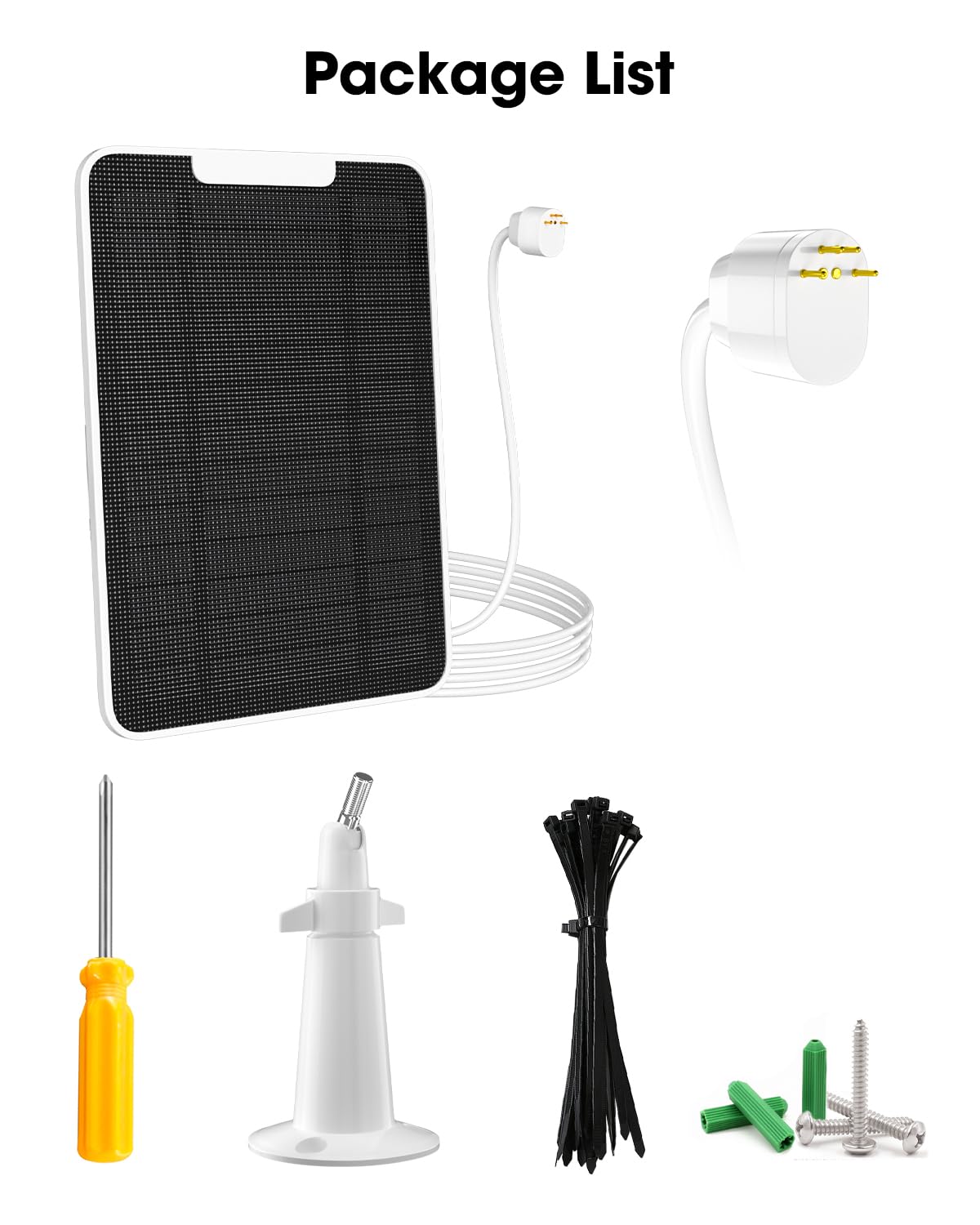 Solar Panel Charger Compatible with Google Nest Camera Outdoor & Indoor (Battery Version), Solar Power for Google Nest Cam, IP65 Weatherproof, with Secure Wall Mount & Screwdriver, 13ft Cable (3 Pack)