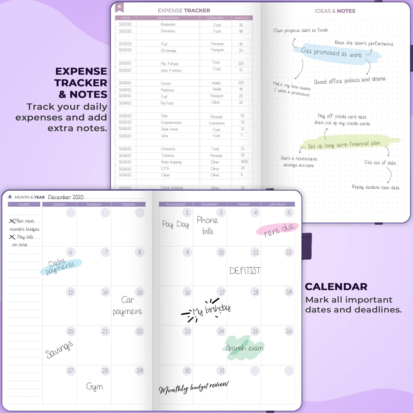 Clever Fox Bi Weekly Budget Planner – Undated Financial Planner Organizer Budget Book – Expense Tracker Notebook, Budgeting Planner, Bill Planner, Finance Planner to Manage Your Money, A5–Purple