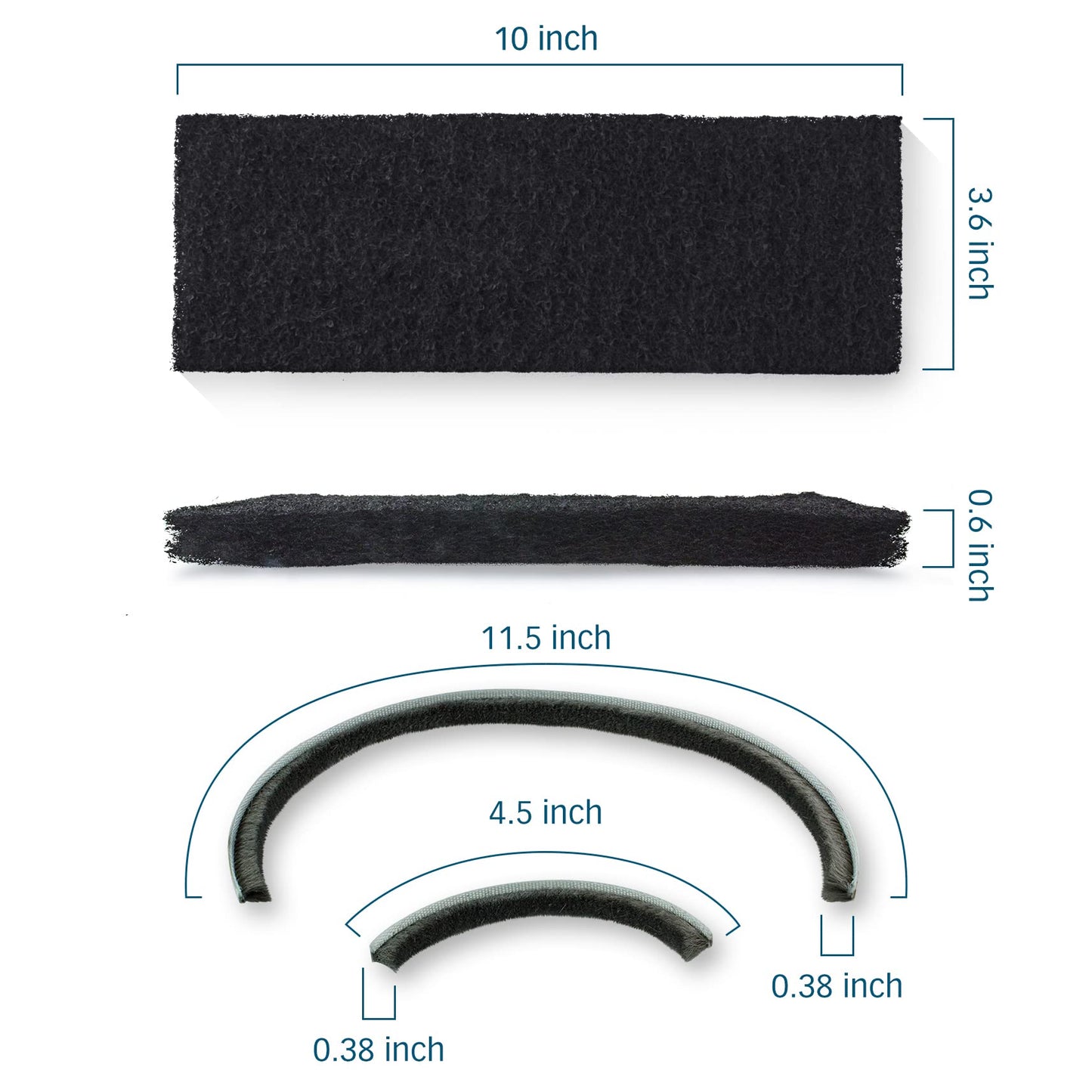 PET STANDARD Replacement Carbon Filters & 1 Replacement Seal Strip Set Compatible with Litter-Robot 3® Self-Cleaning Cat Litter Box, Pack of 10