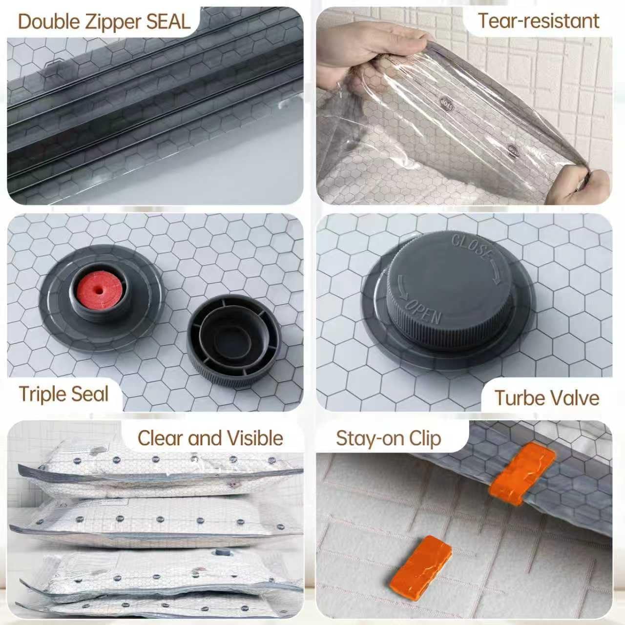 Travel Vacuum Bags for Clothing with Rechargeable Electric Pump - Portable Space Saver Bags for Travel & Home - Vacuum Compression Packing Seal for Clothes, Blankets, Seasonal Storage 12 Combo Set