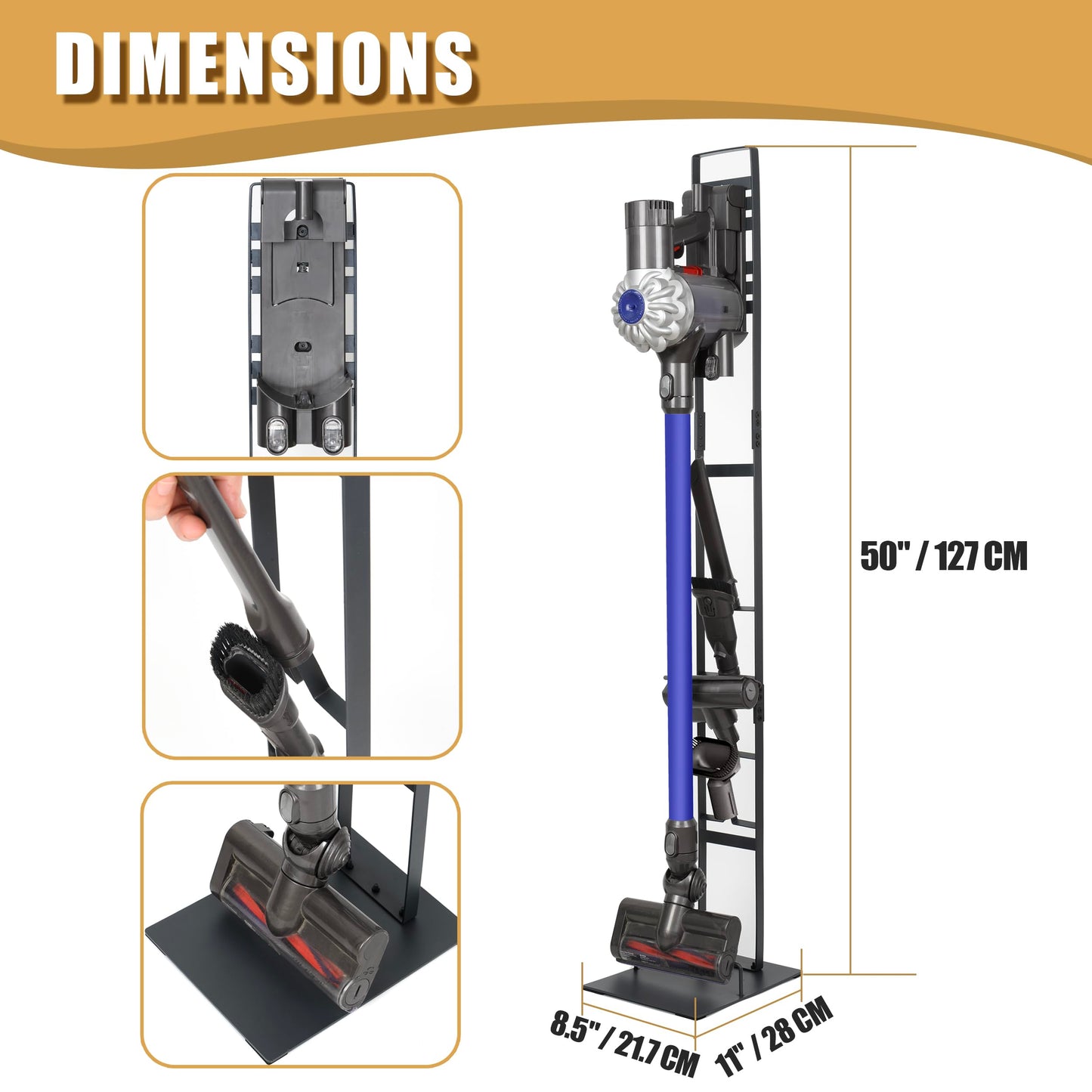 Stable Metal Storage Bracket Stand Holder for Dyson Handheld Cleaner V11 Animal v10 Absolute V8 Energy V7 V6 Cordless Stick Vacuum Cleaners with Charger Holder