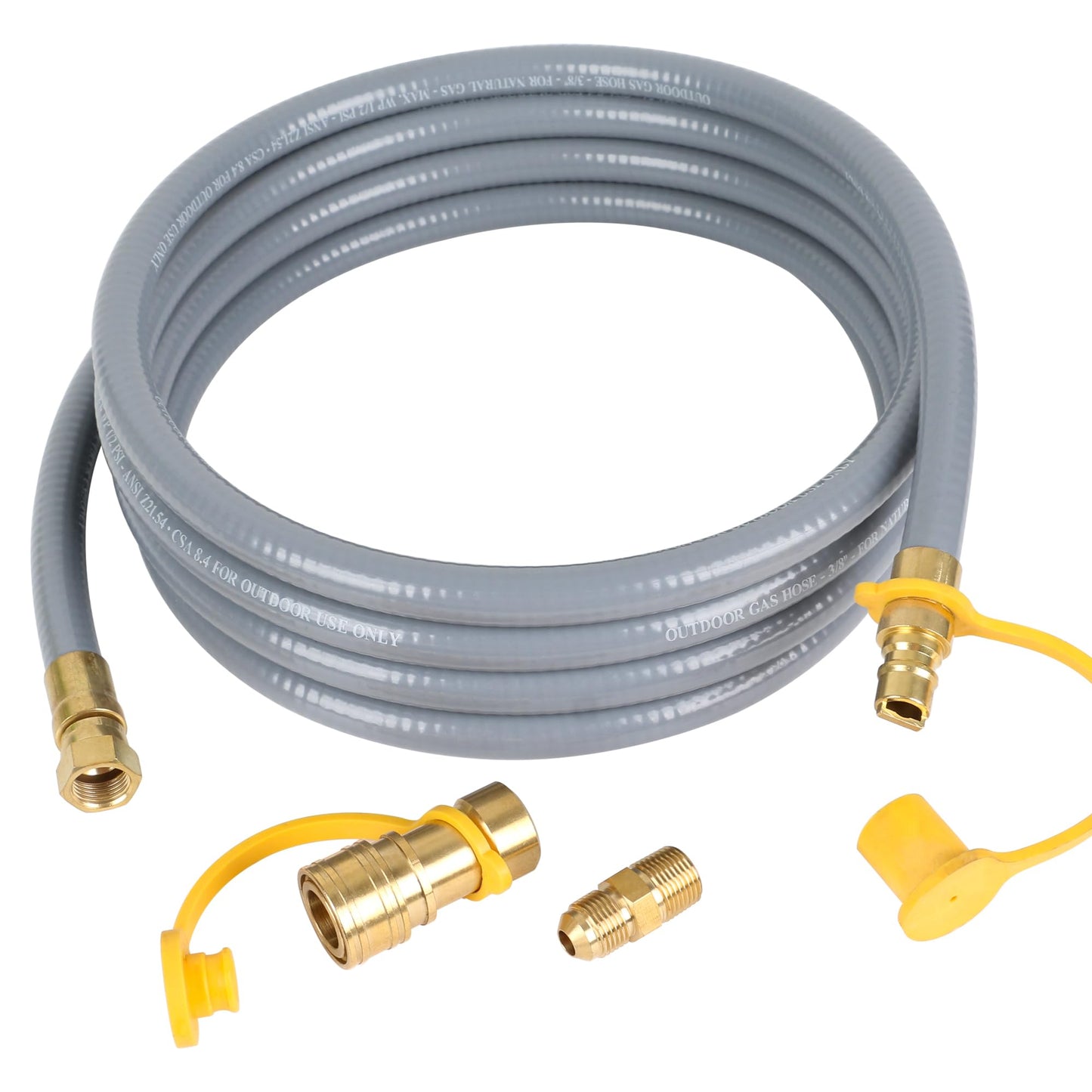 ATKKE 3/8” ID Natural Gas Hose, Propane Quick Connect Hose Assembly, Propane to Natural Gas Conversion Hose for Grill, Pizza Oven, Heater and More Low Pressure Appliance, 12 Foot…