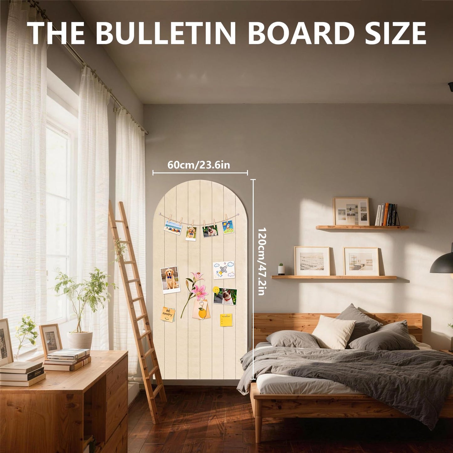 Large Bulletin Board for Wall, 47" x 23.6" Felt Corkboard with Pushpins, Display Decor Tiles for Photo Office Home Kitchen (Light Camel)