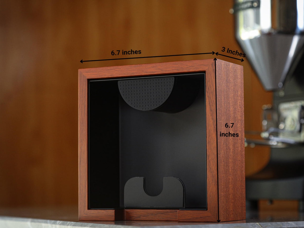KNODOS Rosewood Espresso Knock Box – Coffee Puck Bin with Shock-Absorbing Bar & Non-Slip Base | Premium Coffee Grounds Container for Espresso Stations & Home Barista Setups