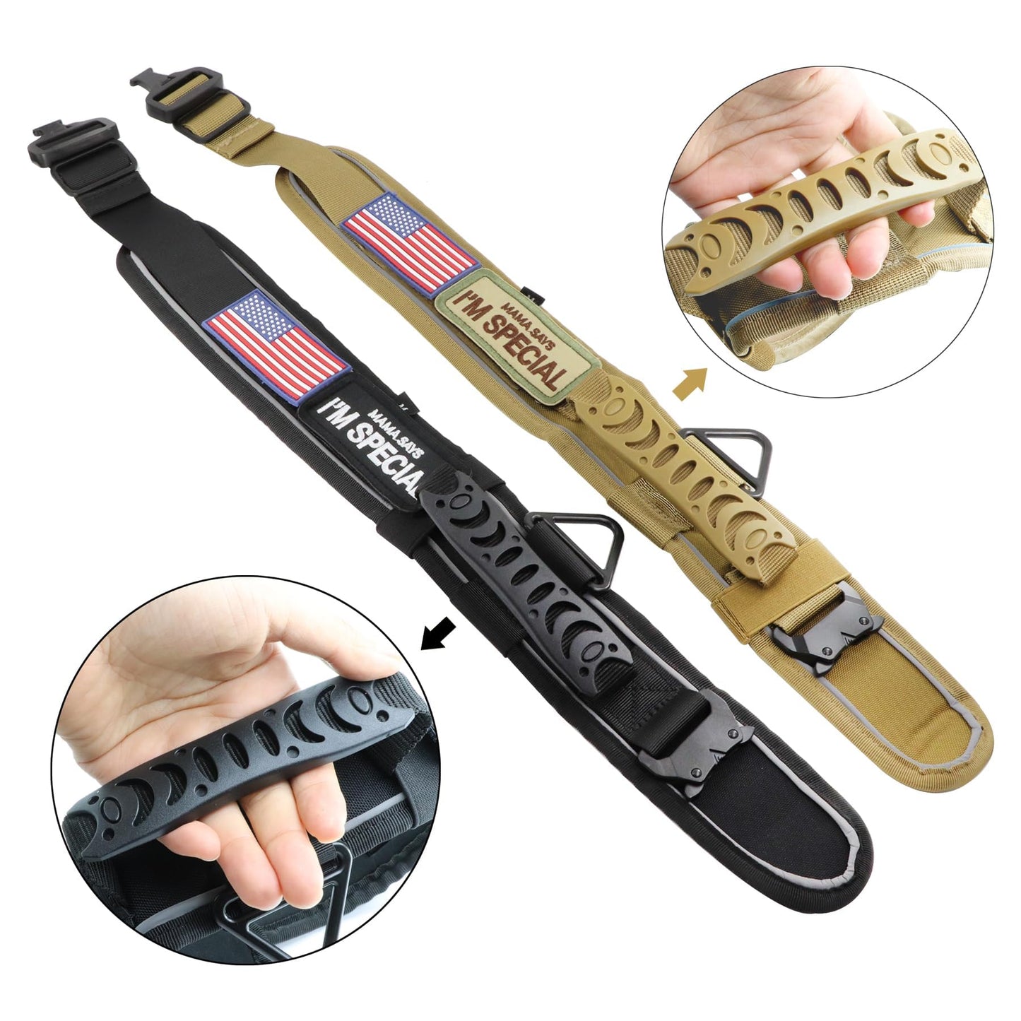 Comfluxe 2.5" Tactical Dog Collar for Medium Dogs, Adjustable Heavy Duty Military Nylon Dog Collar with Reflective Stitching & Padded Handle for Hiking/Running/Training (Black,M)