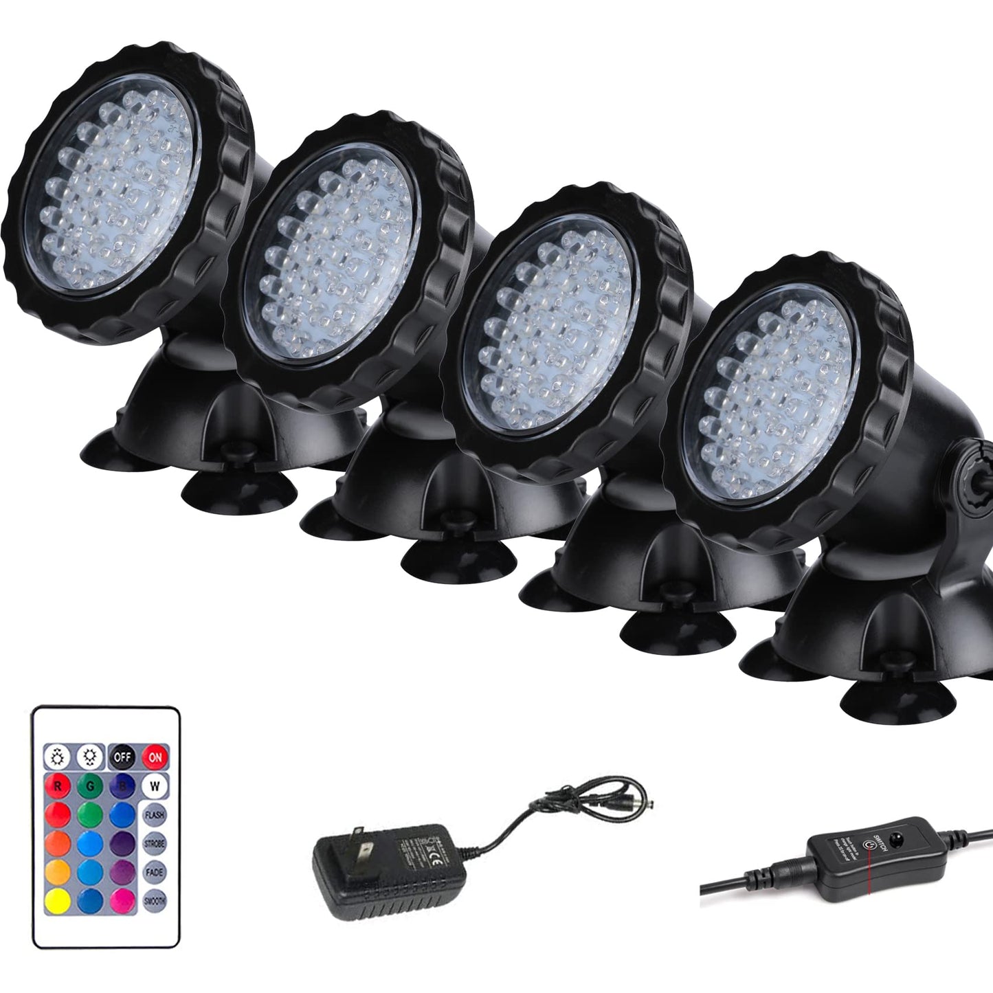 ZHGSERVU Pond Lights Submersible Color Changing Fountain Lights with Remote, 36 LED Bulbs Underwater Landscape Light Multi-Color & Adjustable & Dimmable for Aquarium Garden Pool Lawn Waterfall IP68
