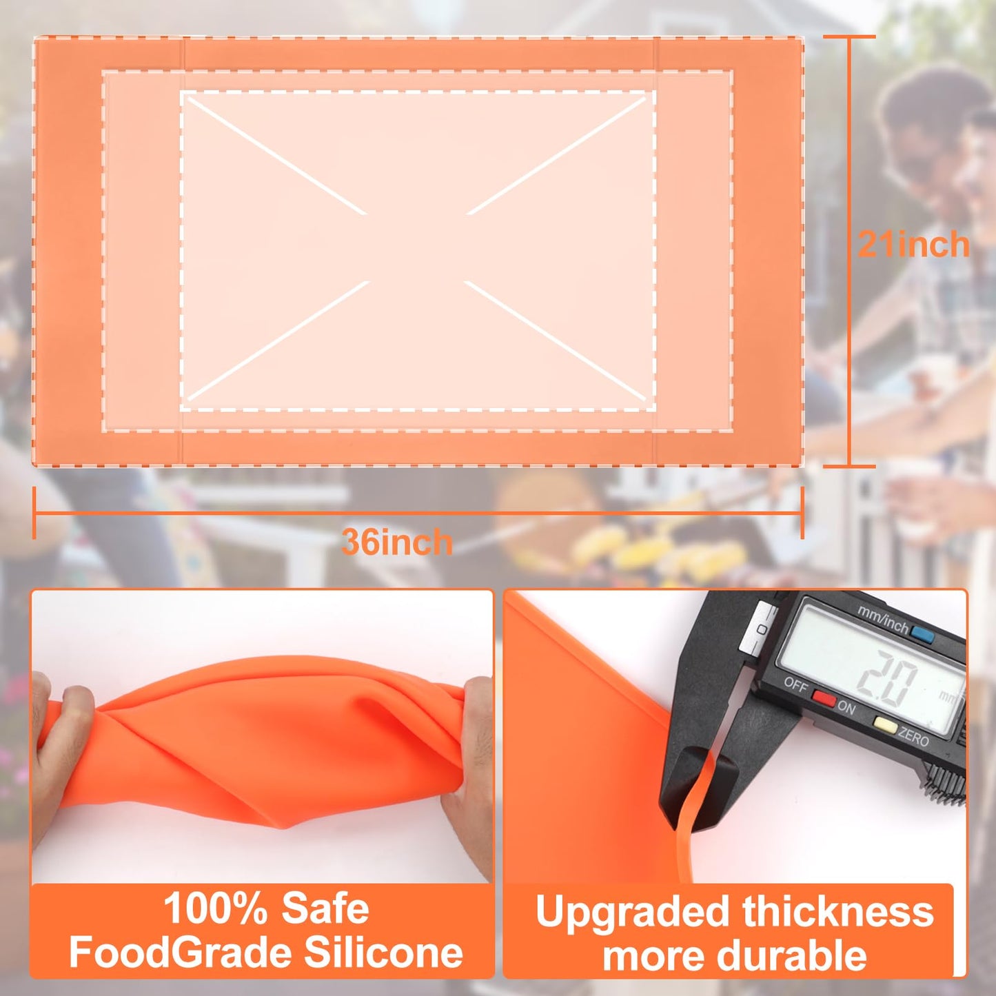 Blackstone Silicone Griddle Cover 36 INCH, Easy Cut to Fit 36",30", 28", 22", Blackstone Silicone Mat All Season Flat Top Protective Grill Cover