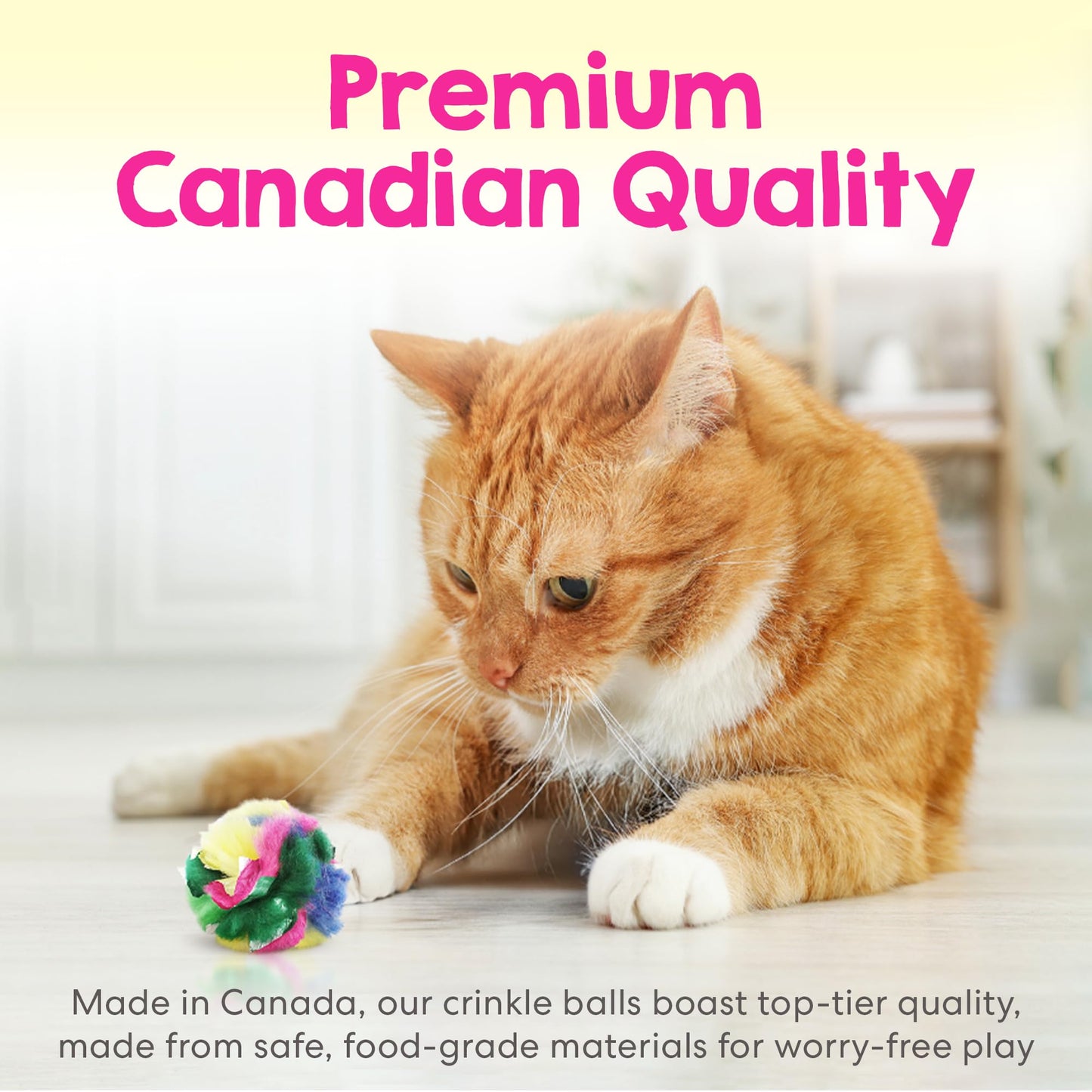 Cat Crinkle Balls 1.5 Inch (50-Pack) - Canadian-Made Cat Toys - Crinkle Balls for Cats