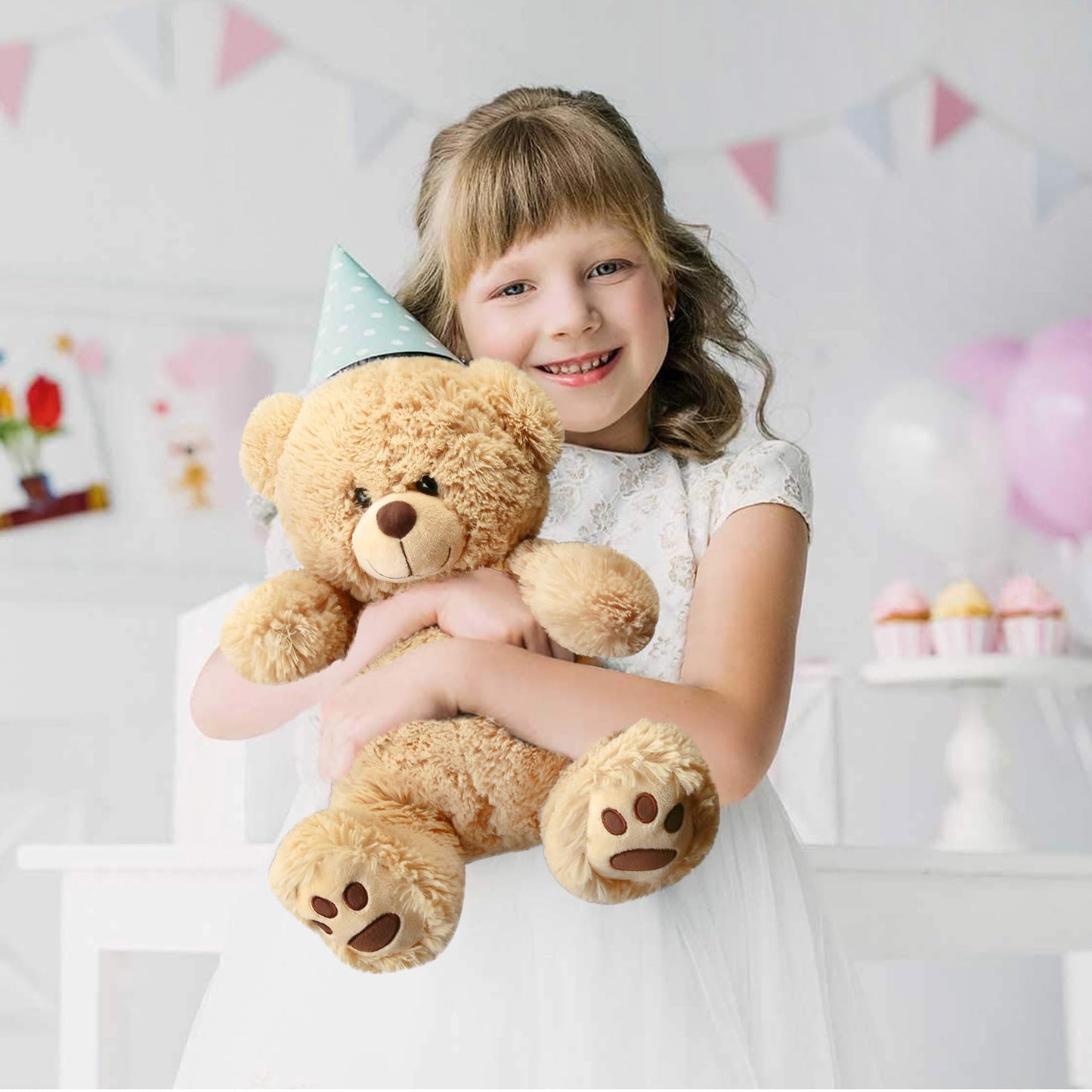 LotFancy 14'' Teddy Bear Stuffed Animal, Large Brown Bear Plush Toy, Gift for Kids Girls Boys Babies