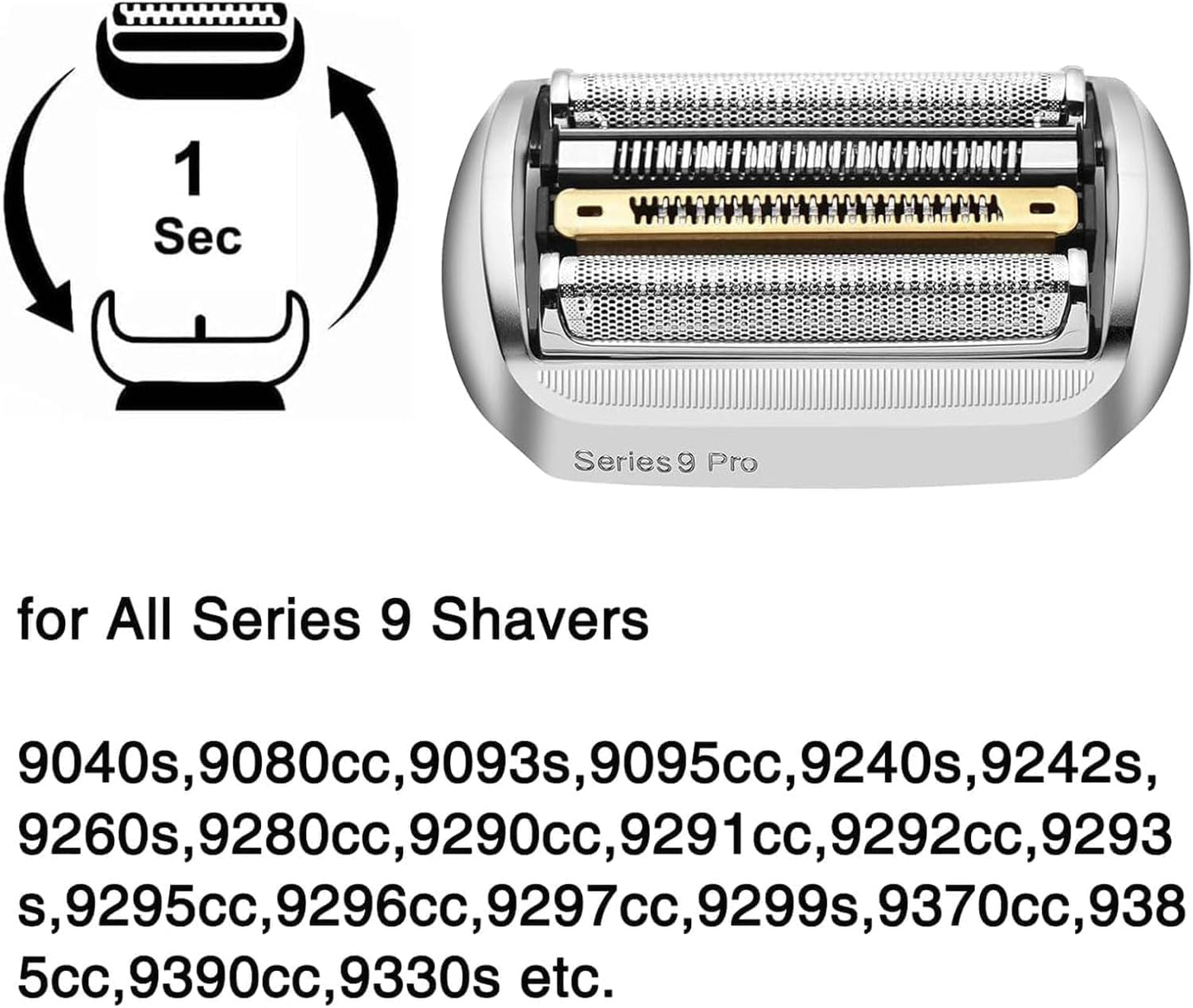 94M Series 9 Pro Electric Shaver Replacement Head for Braun Series 9 Pro and Series 9 Replacement Head for Electric Razors 9290cc, 9291cc, 9370cc, 9376cc, 9293s, 9260s, 9295cc, 9385cc (94M/3pcs)
