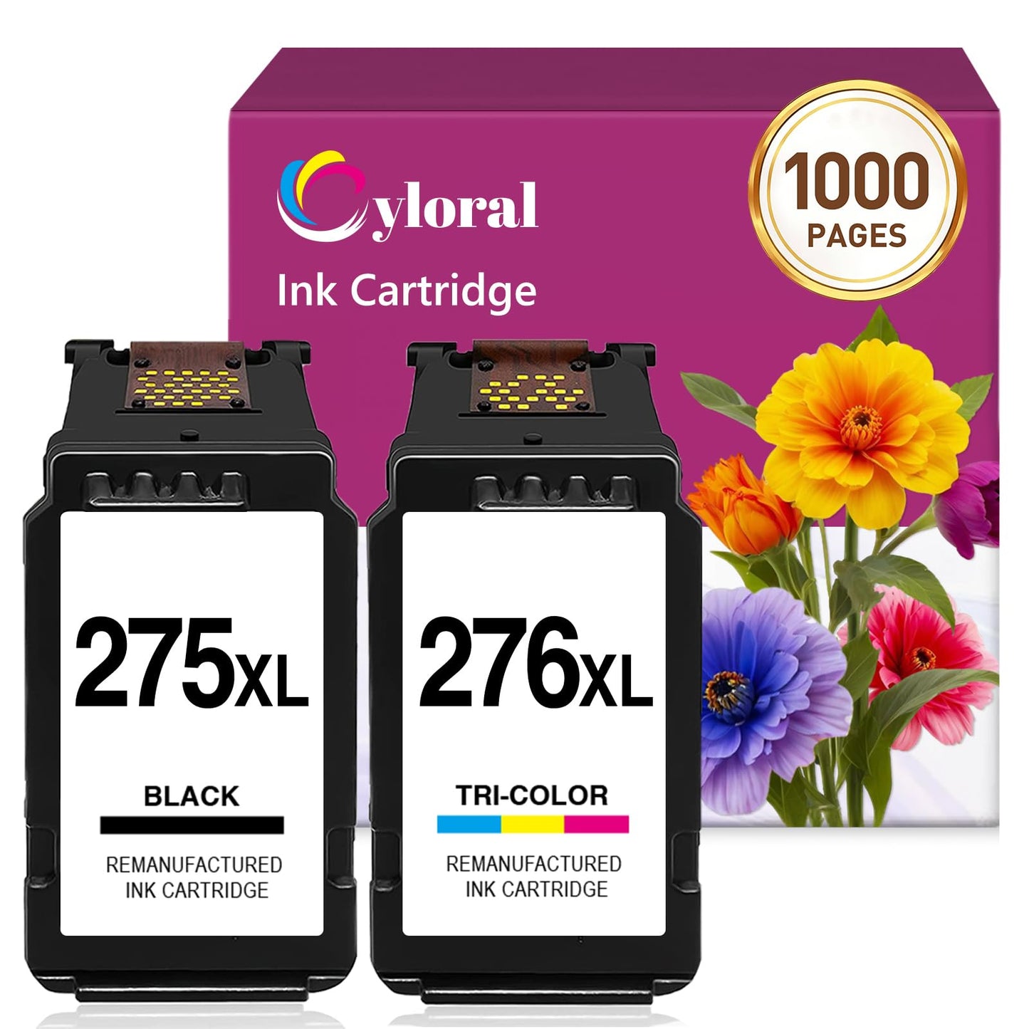 Cyloral 275XL 276XL for Canon 275 and 276 Ink Cartridges for Canon TS3700 Ink Cartridges Pixma TS3722 TS3720 TS3500 TS3520 TS3522 TR4700 TR4720 TR4722 Remanufactured PG-275 CL-276 XL (Black and Color)