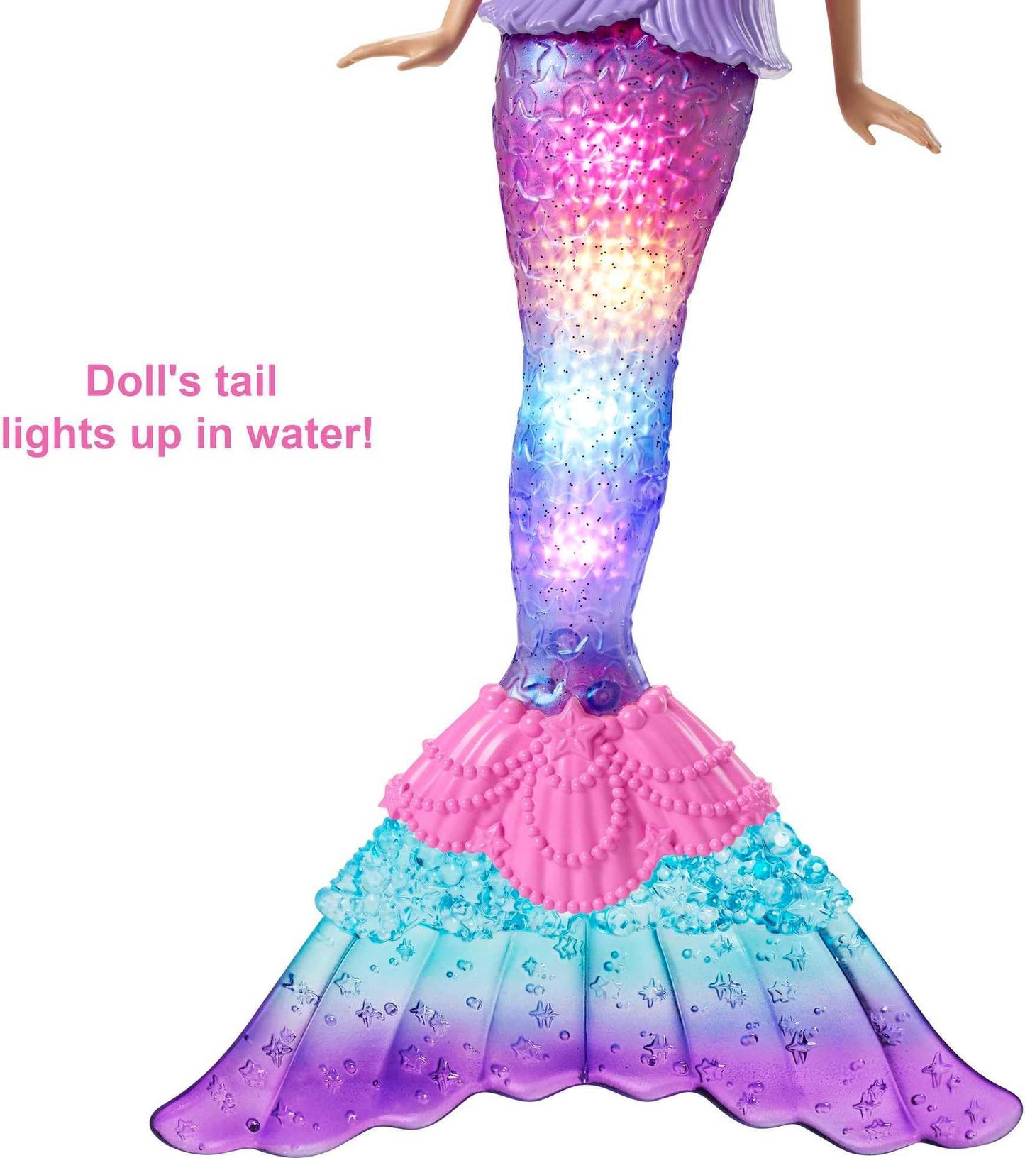 Barbie Mermaid Doll with Water-Activated Twinkle Light-Up Tail, Barbie Dreamtopia Mermaid Toys, Pink-Streaked Hair