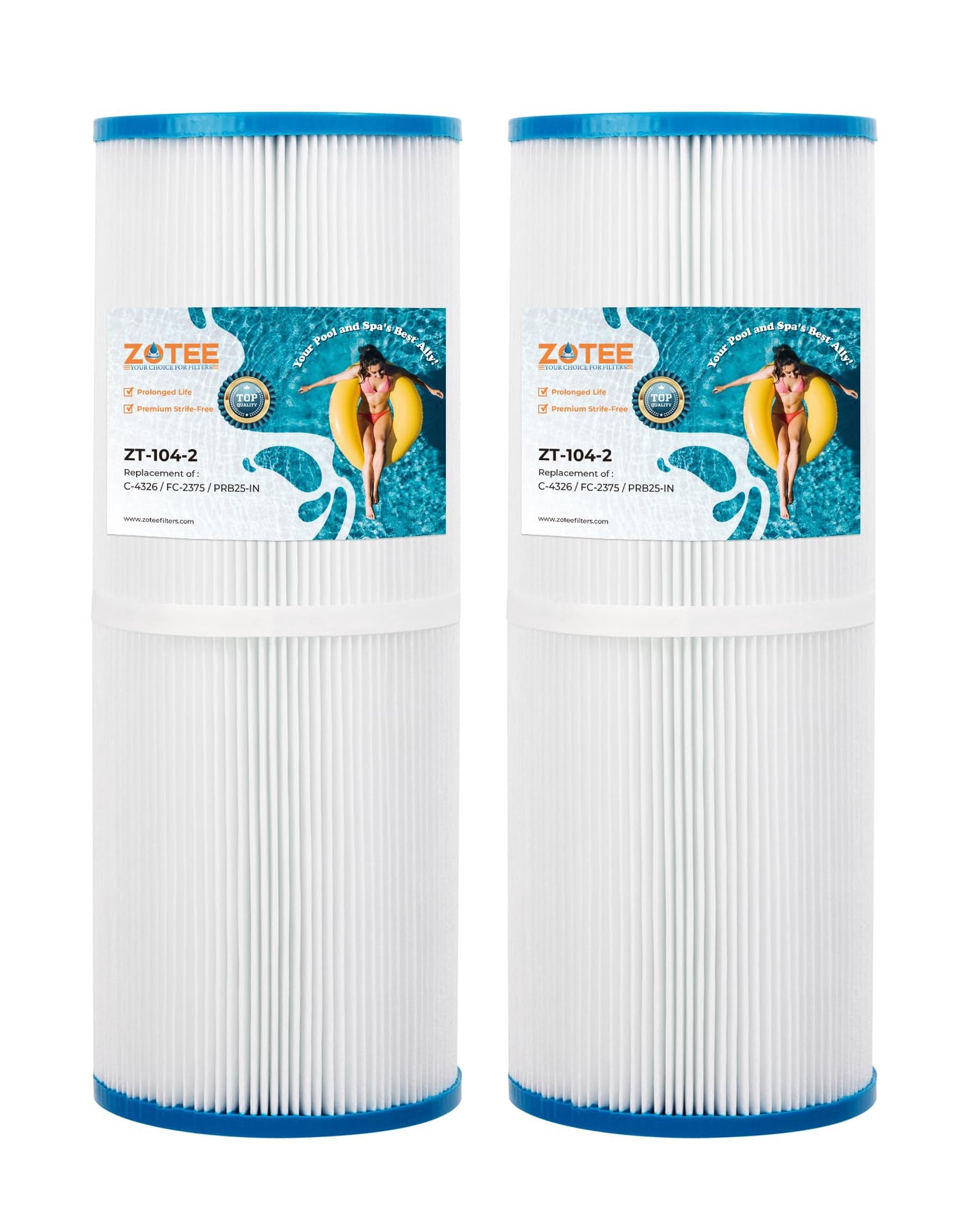 ZOTEE PRB25-IN Spa Filter Cartridge Compatible with C-4326,Darlly 42513,Guardian 413-106,Filbur FC-2375,Pentair R173429,3005845,17-2327,100586,33521,25392,817-2500,Hot Springs Spa Filters,2 Pack
