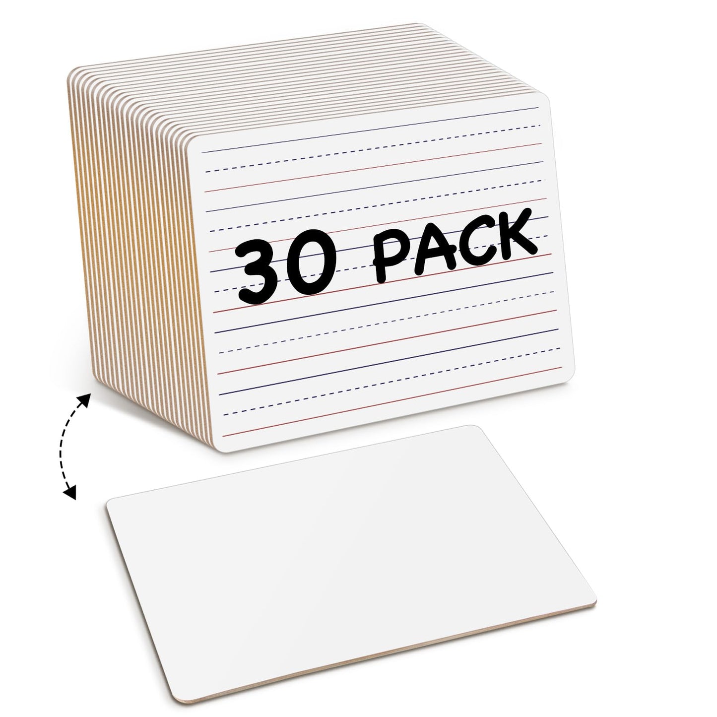 Ohuhu 30-Pack Small White Boards – 9 x 12 Inch Portable Mini Dry Erase Boards - Double-Sided Plain & Lined Whiteboard Class Set for Teachers, Students, Classroom & Back-to-School Supplies