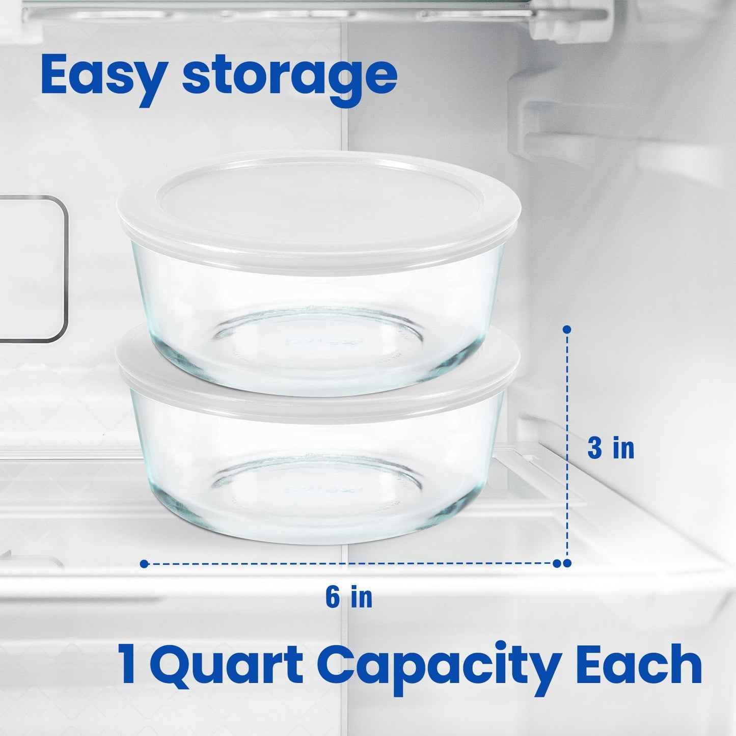 Ultimate Yogurt Containers 2 Pack - Make More Yogurt with 1-Quart Glass Containers (4 Cup) - Perfect for Food Storage & Meal Prep - 100% BPA free & Oven Safe Round Bowl Set with Lids
