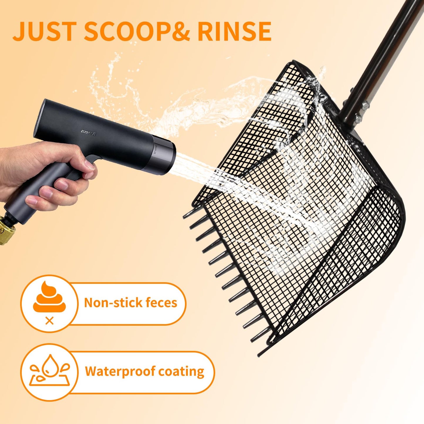 Chicken Poop Scooper & Rake 2-in-1 Metal Coop Shovel,Adjustable Stainless Steel Handle,Cleaning Tools for Chicken Coops & Farm Animals Scoop for Litter Scooper Sand Sifting Shovel Chicken Coops