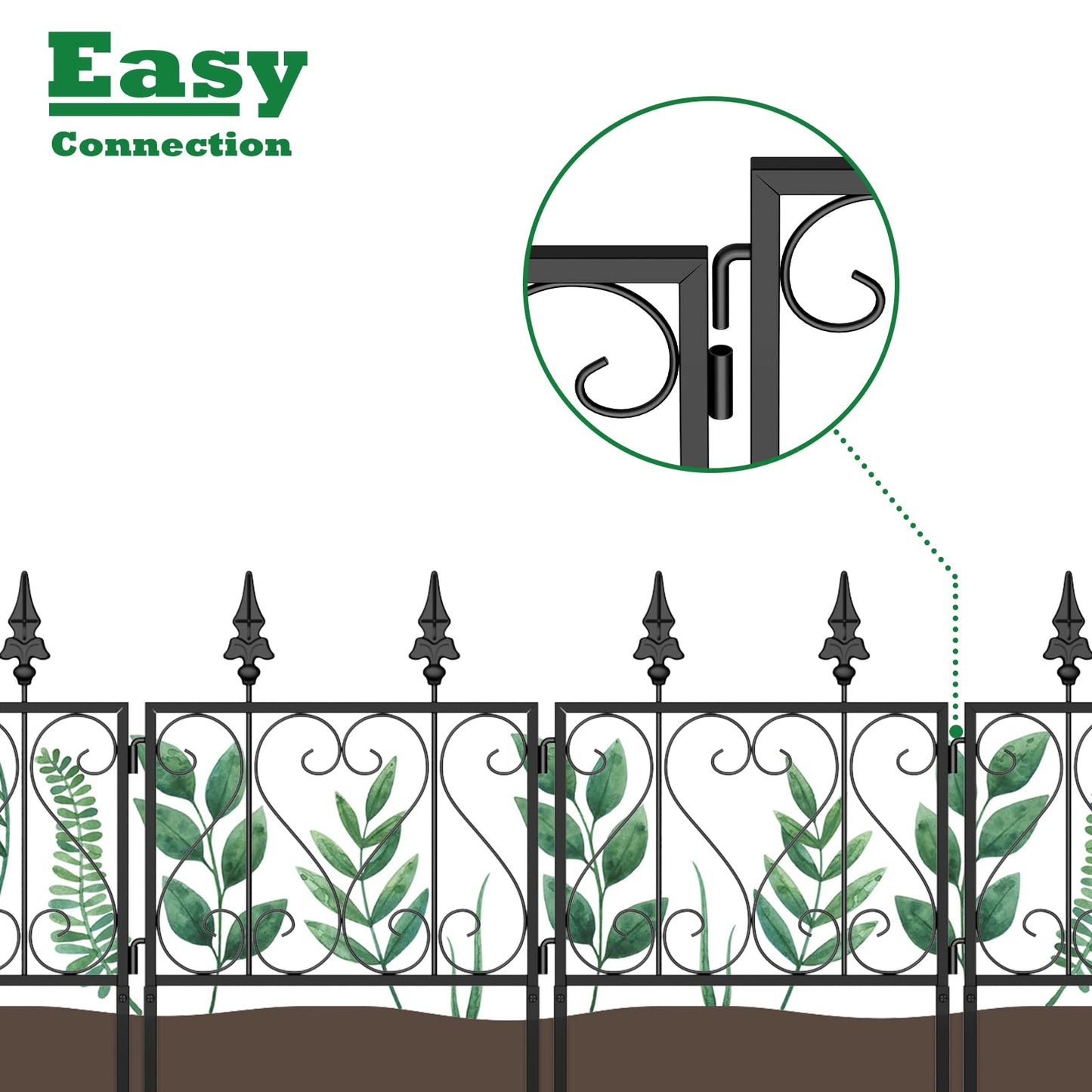 SHINOSKE Decorative Garden Fence 7 Pack 10 Ft (L) x 25 in (H) Metal Garden Fence Border No Dig Animal Dog Rabbit Fence Barrier Rustproof Flower Edging for Garden Patio Yard
