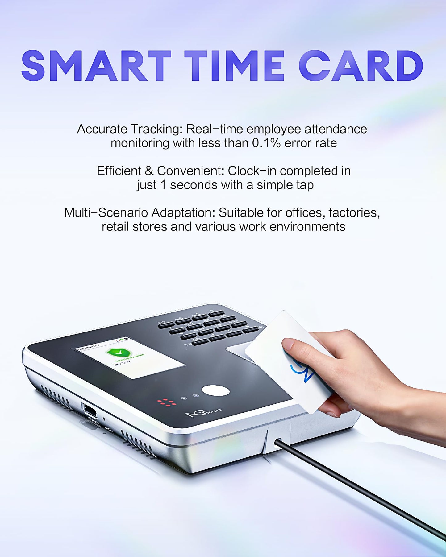 10 PCS 125KHz RFID Cards for NGTeco Time Clock TC1 MB1 MB2