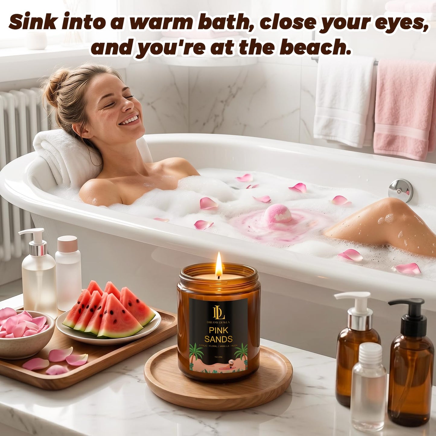 Scented Candles Gift Set, 4 Pack 28oz 200 Hours Burn, Candles for Women Men, Scents of Pineapple Cocktail/Coconut Vanilla/Pink Sands/Bahamian Breeze