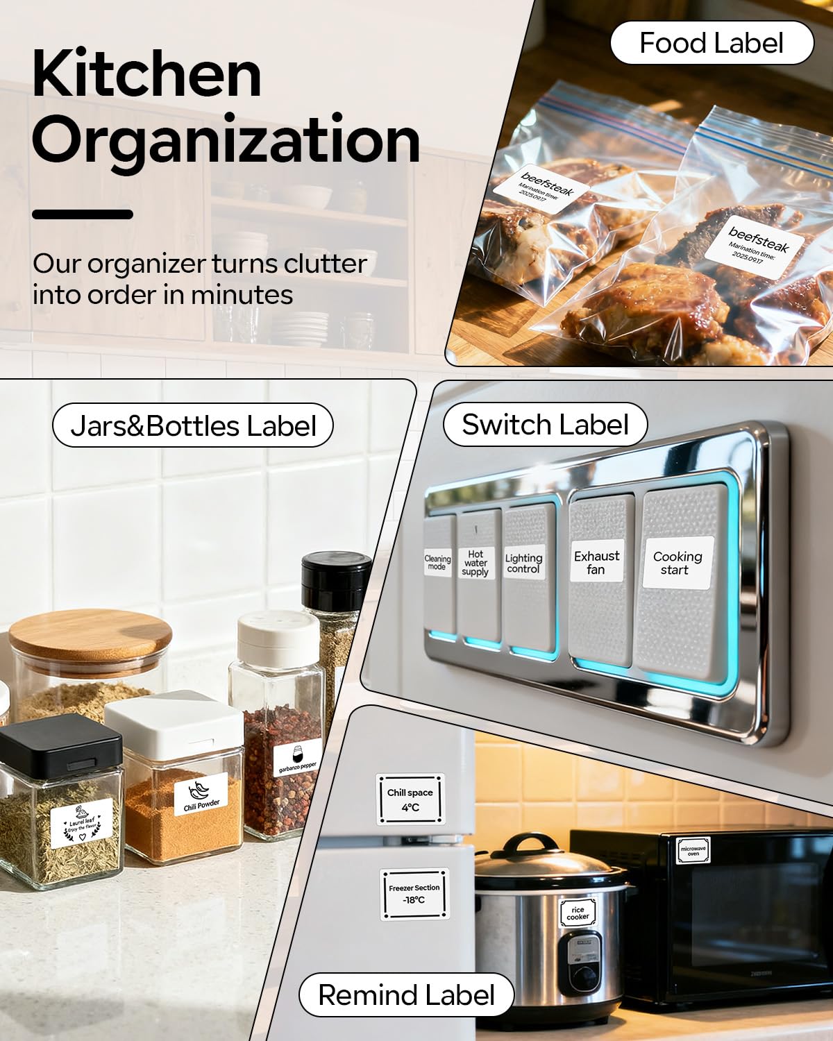 Phomemo Label Maker, Bluetooth Label Maker Machine, Print Width 20mm-50mm, Versatile App with 600+ Fonts & 700 Templates, for Small Business & Home, Black (100 Labels)