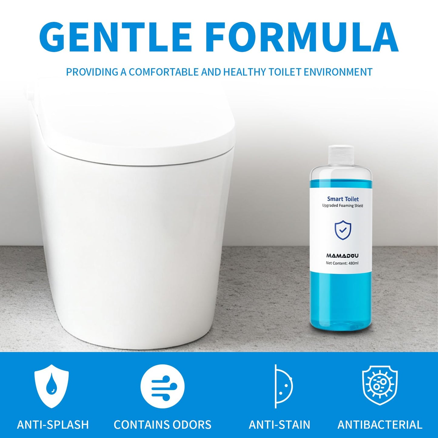 Foam Shield Agent Splash Control For Smart Toilet 480ml 2Pack Foaming Toilet Cleaning Liquid Fresh Comfortable Bathroom