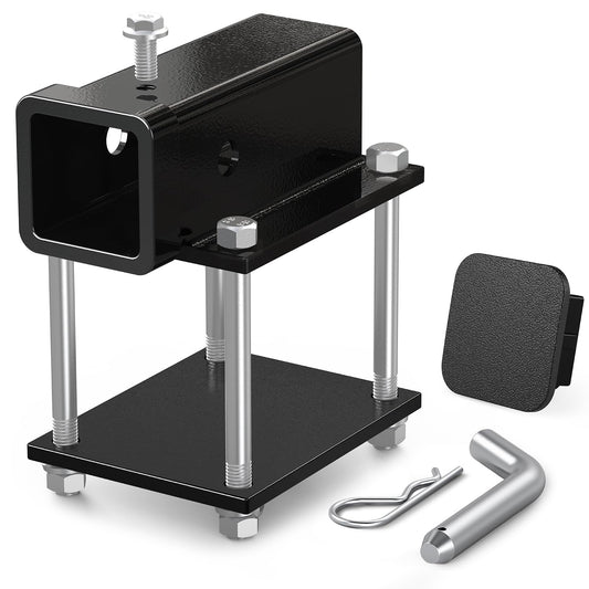 Ohuhu RV Bumper Hitch Receiver Adapter, Bolt-on 2" Receiver for 4" to 4.5" Beam with Hitch Bin and Cover, 200Lbs Tongue Weight Capacity, Fits Trailer, Bike Rack, Cargo Carrier and Other Accessories
