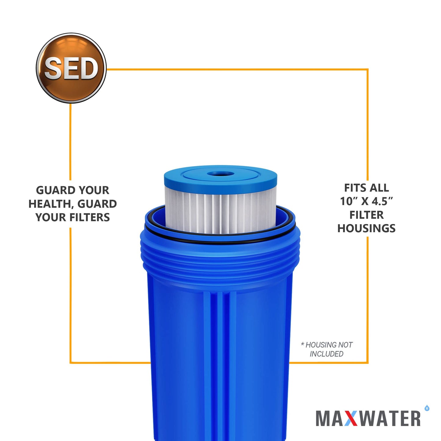 Max Water 10 Micron 10 x 4.5 Pleated Sediment Water Filter, Washable Replacement Cartridge for 10" BB Whole House Systems Compatible with R50-BBSA, FXHSC, WFHDC3001, W50PEHD, GXWH40L (4 Pack)
