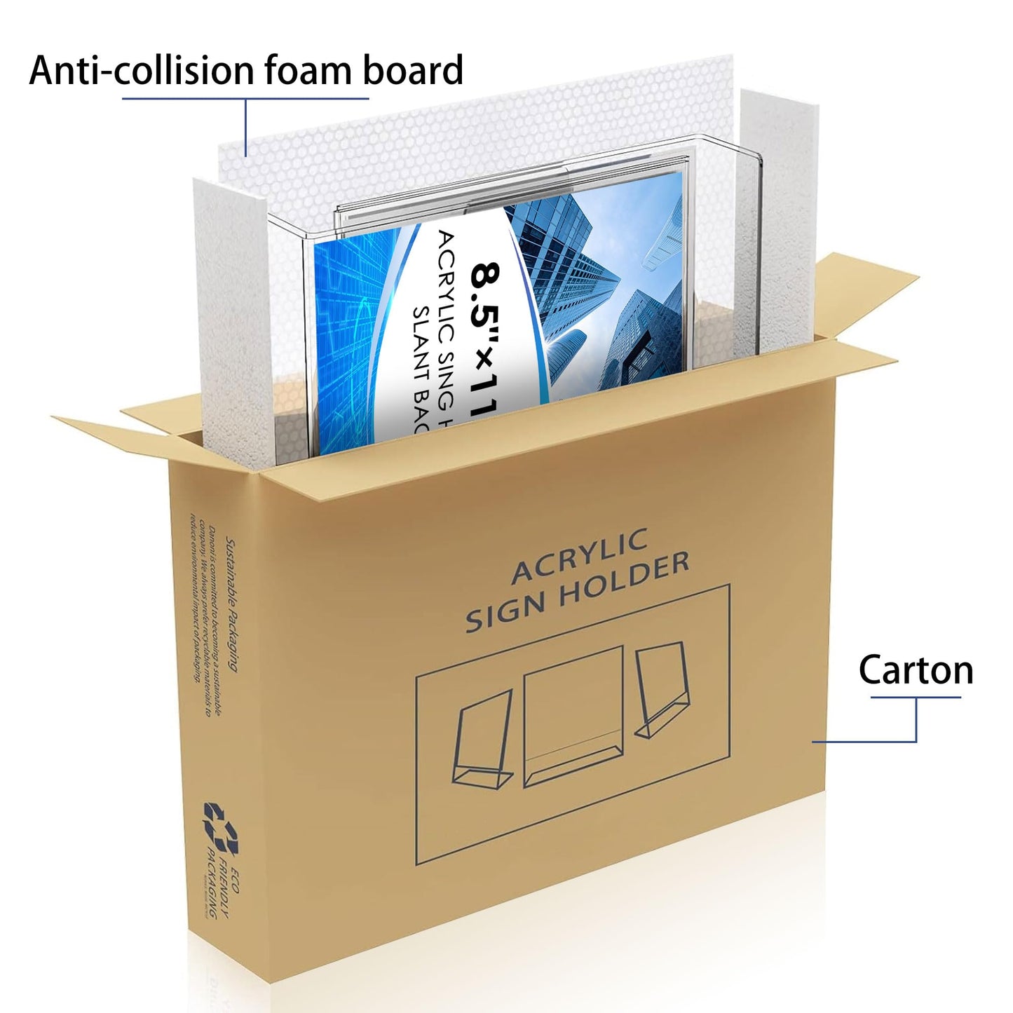 Acrylic Slanted Sign Holder 8.5 x 11 Vertical Clear Signs Display Stand Slanted Back Plastic Flyer Holder Stand for Restaurant Office School Store and Home(L Shape 6 Pack)