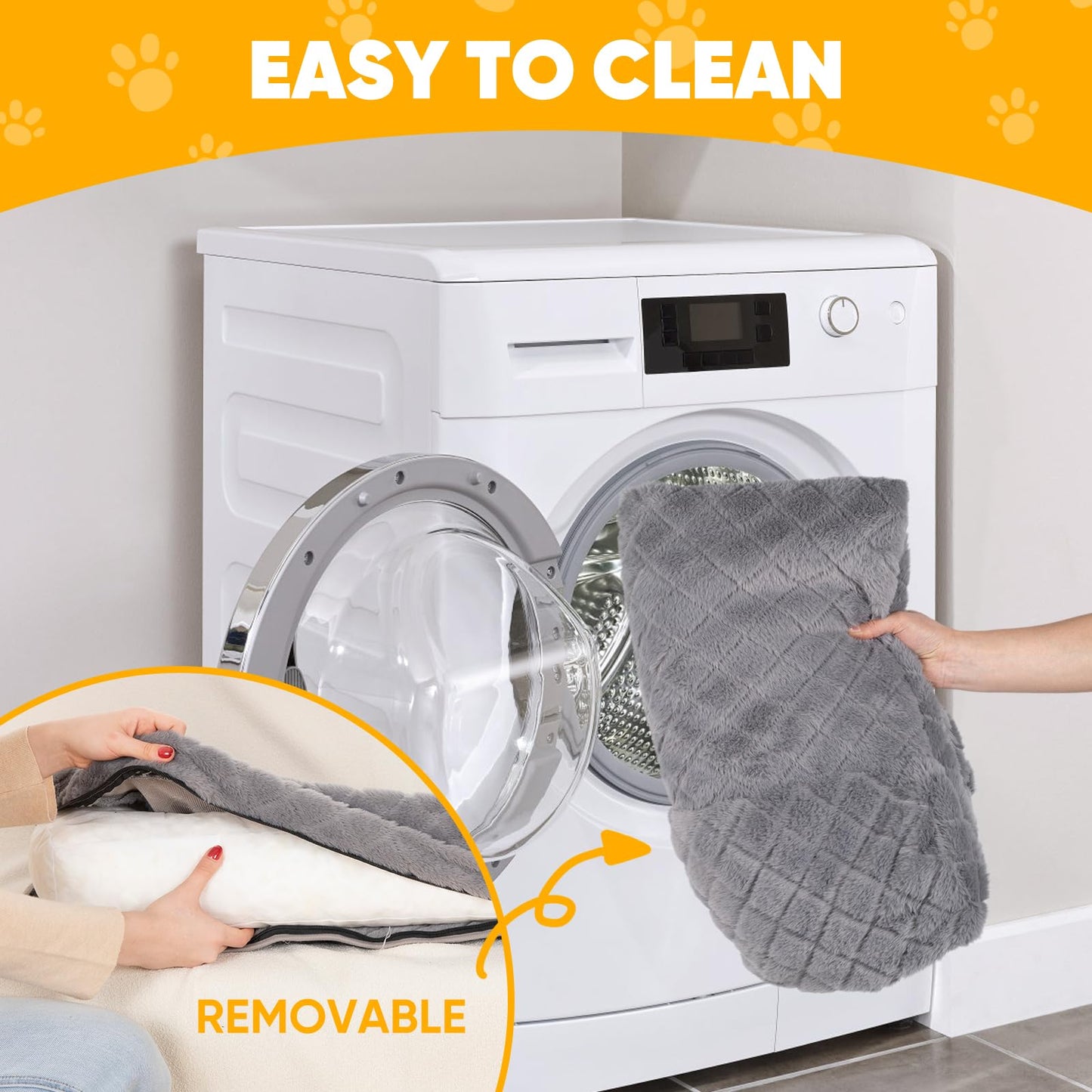 Calming Dog Bed Mat, Durable Fluffy Fuzzy Dog Bed Blanket with Removable Washable Cover, Perfect Pet Couch for Small, Medium and Large Dogs