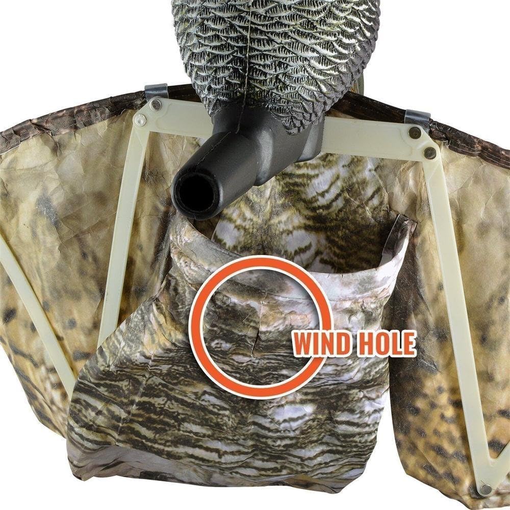 skycabin Realistic Owl Decoy with Moving Wings to Scare Bird Away from Garden,Patio,Fence,Boats,Vulnerable Buildings,Humane Decoy Deterrent Plastic Owl for Crow Pigeon Bird Duck Scarer