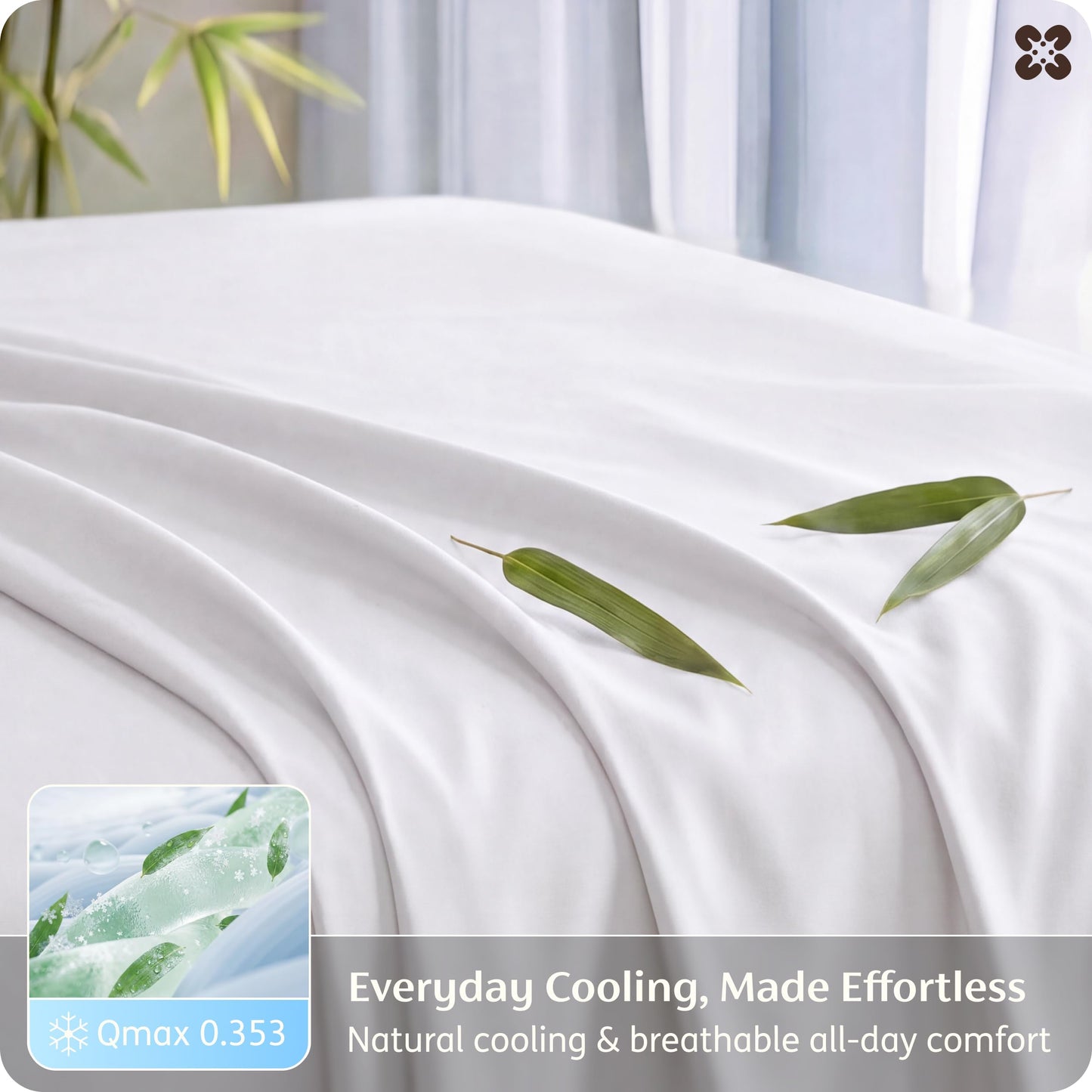 Bedsure 100% Rayon Derived from Bamboo Sheets King Size Set, Cooling Sheets for Hot Sleepers, Breathable & Soft King Bedsheets, Deep Pocket Up to 16 Inches, Bedsheet & Pillowcase Sets, White