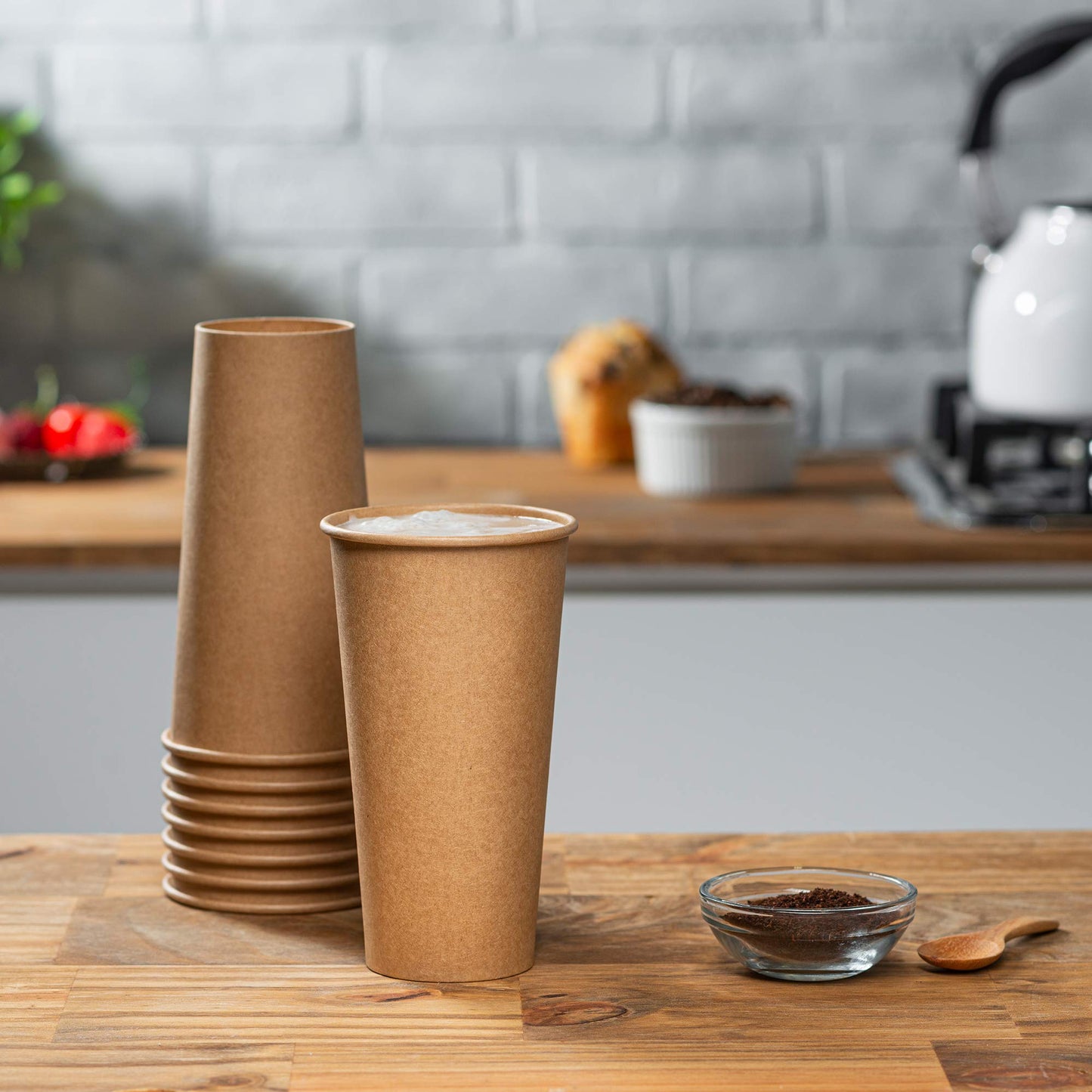 GUSTO [20 oz. - 100 Count] Kraft Disposable Paper Cups, Hot Coffee Cups Brown Unbleached - Eco-Friendly Cups - Formerly Comfy Package