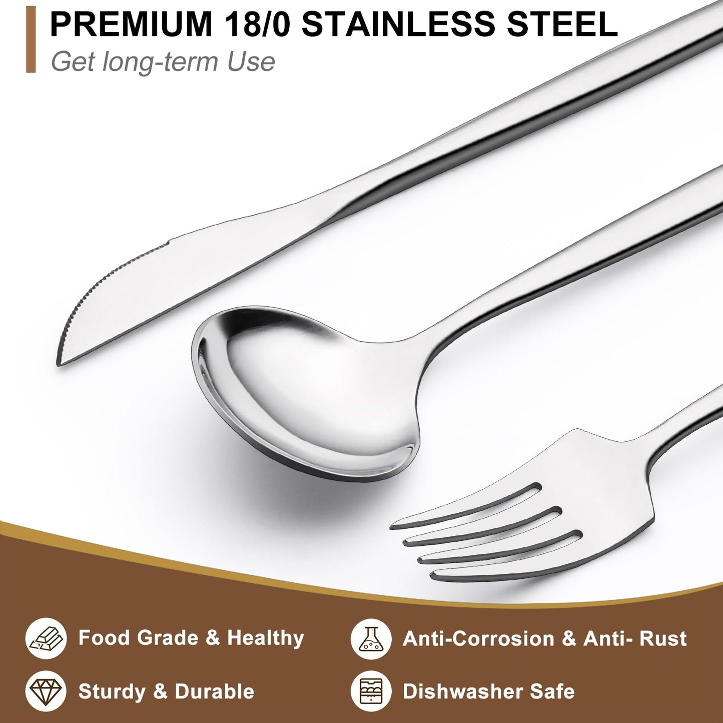 Silverware Set 30 Piece, Wildone Stainless Steel Flatware Set Service for 6, Cutlery Utensil Sets for Home Restaurant, Include Knife Fork Spoon Set, Dishwasher Safe