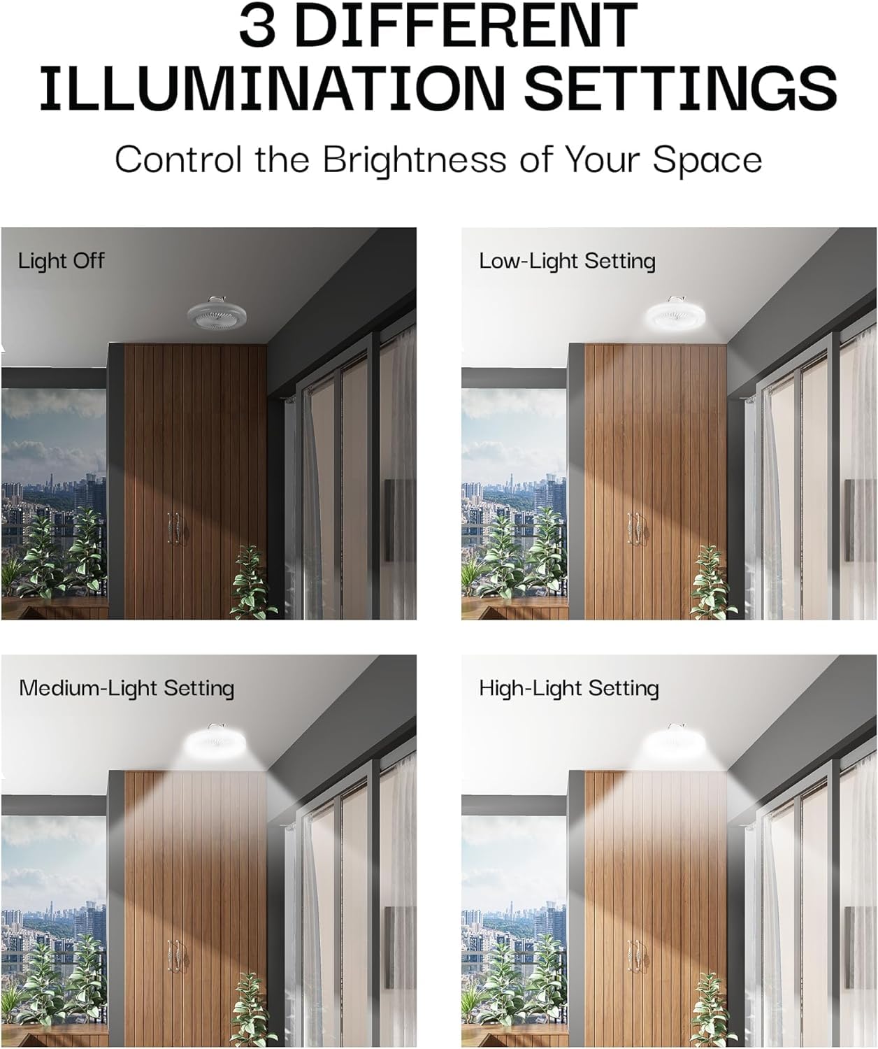 Bell+Howell Socket Air Socket Fan Light – Wireless Ceiling Fan with Lights and Remote, Ventilateur Plafond Avec Lumiere, Ceiling Fans with RGB Lights, 3 Fan Speeds & 3 Brightness Levels As Seen on TV