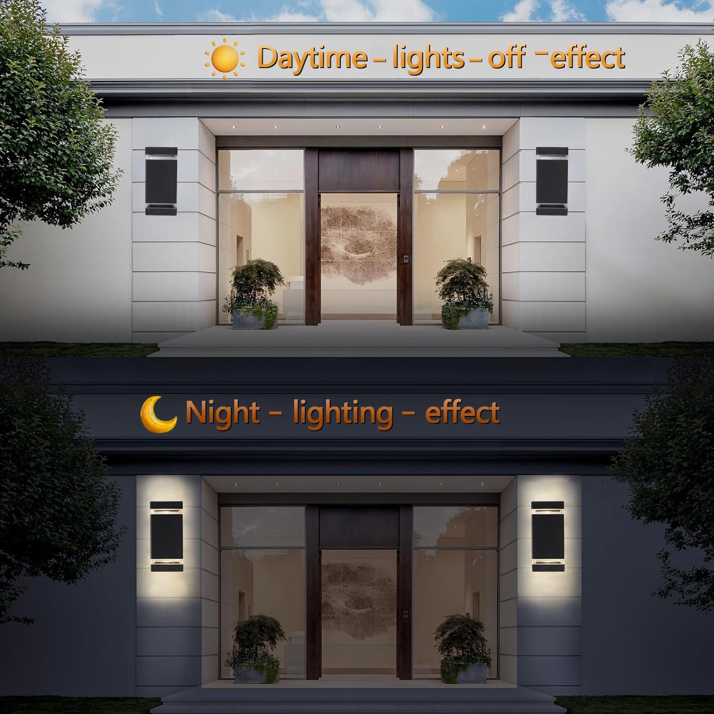 HCIDNLI LED Outdoor Wall Lights, 2 Pack Square Up and Down Porch Lighting Fixture Wall Mount, Modern Aluminum Exterior Wall Sconces Waterproof Outside Lights for House