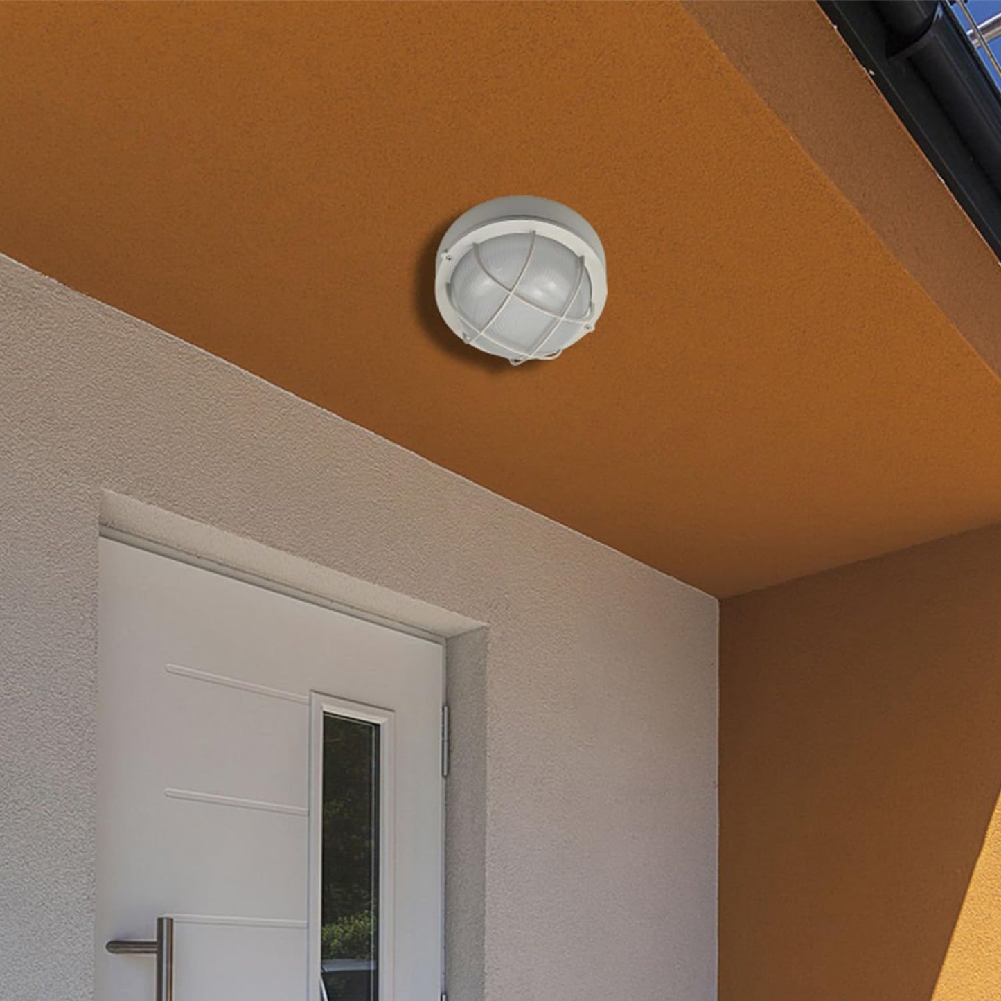 8” Bulkhead LED Light White Round,Nautical Outdoor Lights White Round LED Sauna Light Fxiture,8" Nautical Bulkhead Wall Light 3000K,1500 Lumen,15W
