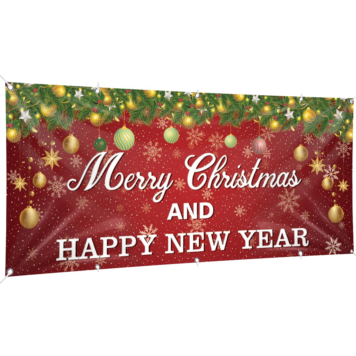 Christmas Garage Door Banner, 16ft x 7ft Merry Christmas Garage Cover Large Xmas Party Background Decoration for Photography, Holiday Photo Booth Props Outdoor Hanging Decor for Winter Supply