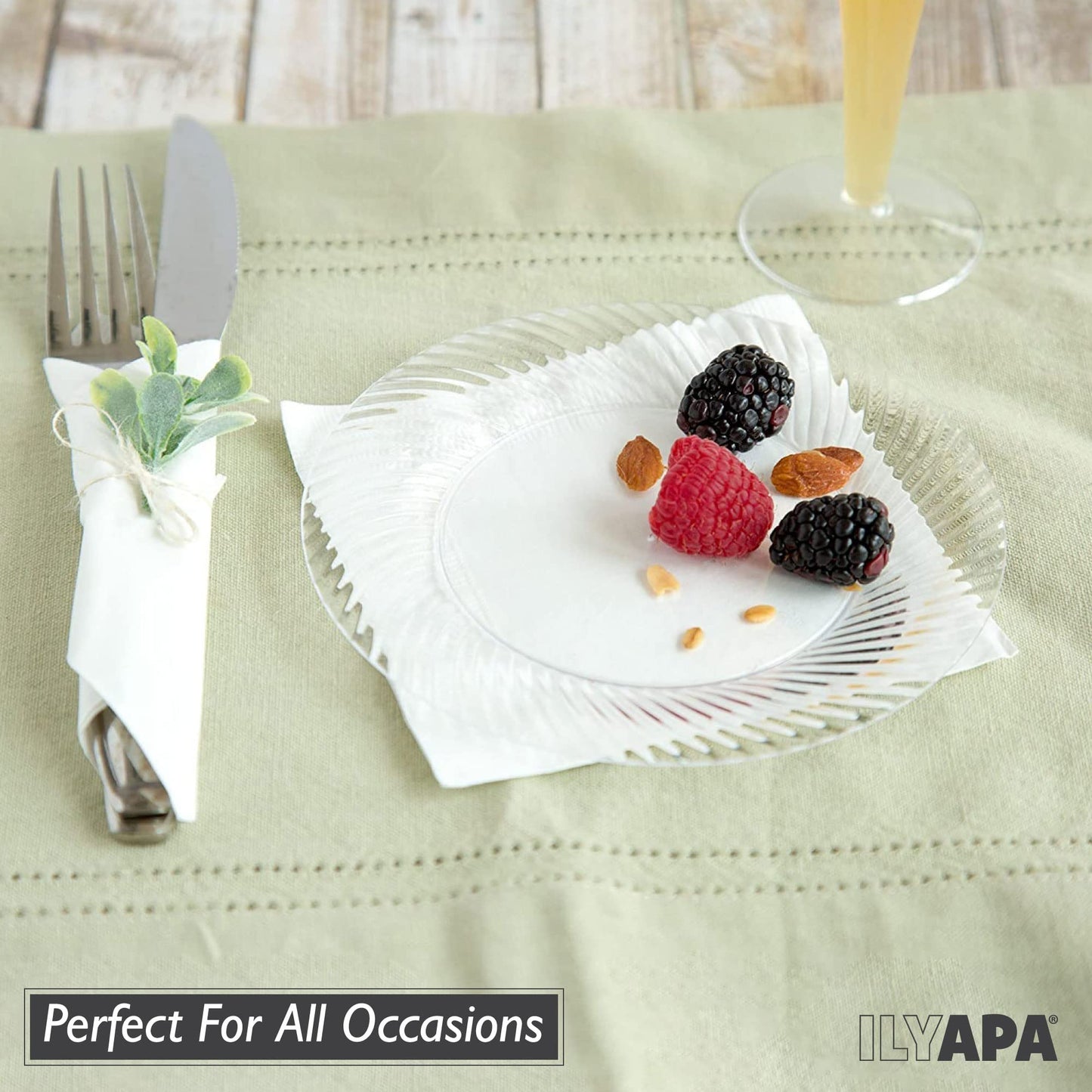 100 Premium Clear Plastic Plates for Party or Wedding - 6 Inch Fancy Disposable Plastics Plates