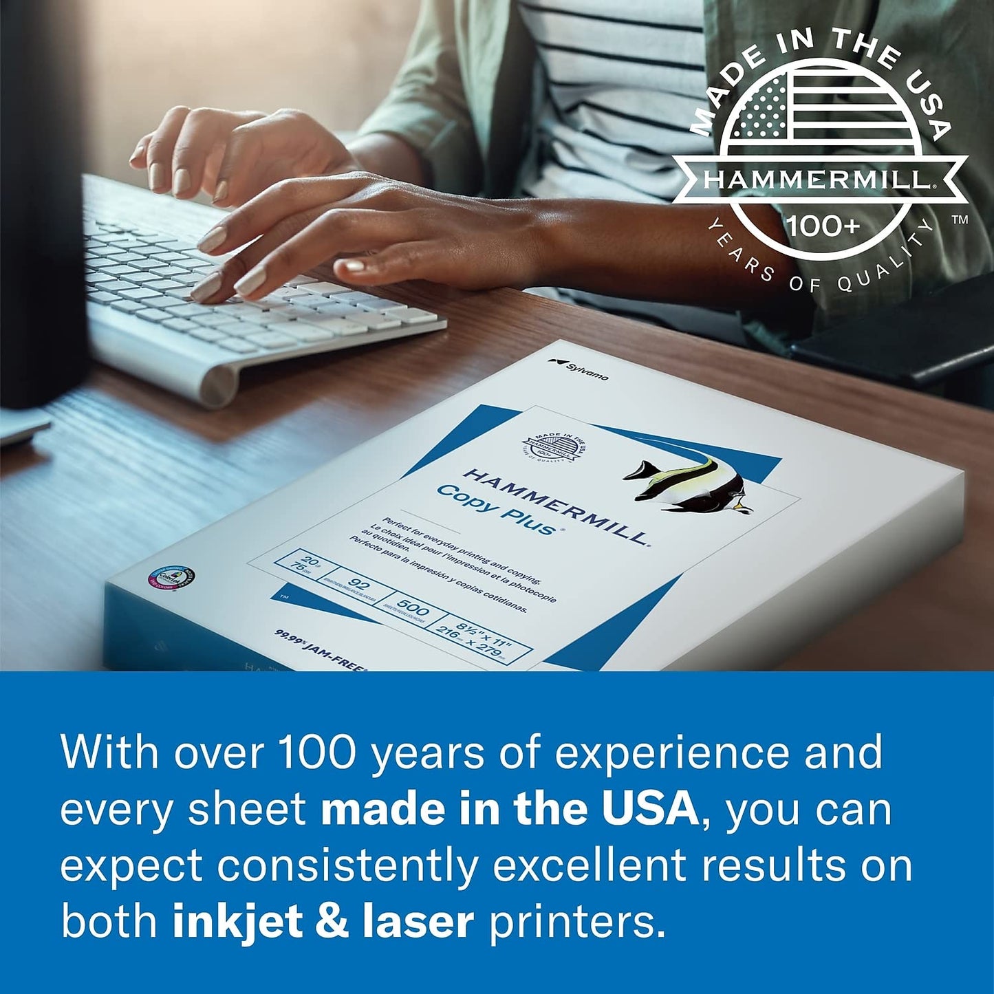 Hammermill Paper, Copy, 20lb, 8.5 x 11, 92 Bright, Letter, 1,500 Sheets / 3 Reams, (113620), Made In The USA