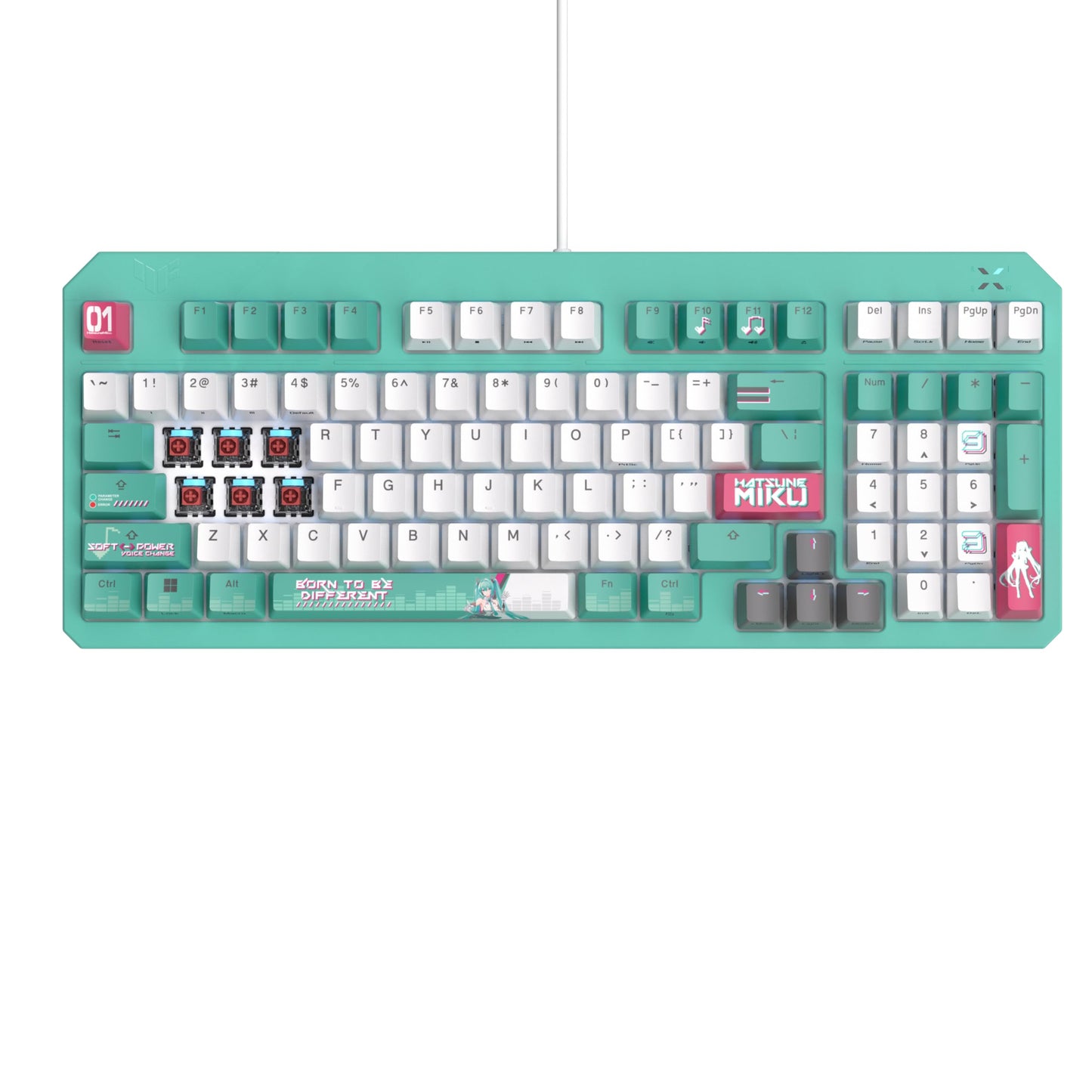ASUS TUF Gaming K3 Gen II Hatsune Miku Edition Optical-Mechanical RGB Keyboard with IP57 Waterproof and dust Resistance, Compact 98-Key Layout, Silicone Gasket Mount and dampening Foam.