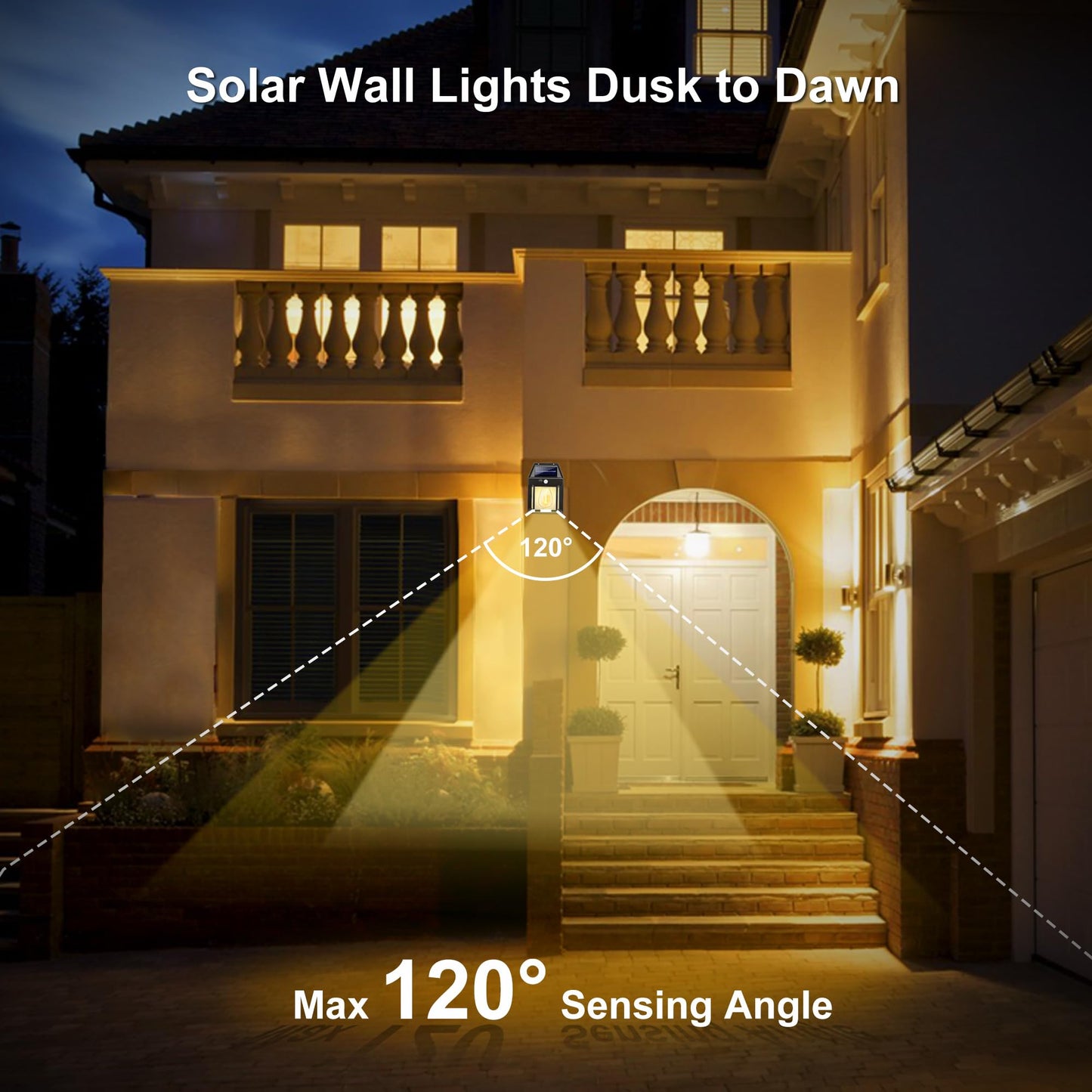 Jyoiat Outdoor Solar Wall Lights - 4 Pack Porch Wall Square Lights with 3 Modes & Motion Sensor Front Fence Lantern Lights for Outside,Backyard,Garage Decorative (4)
