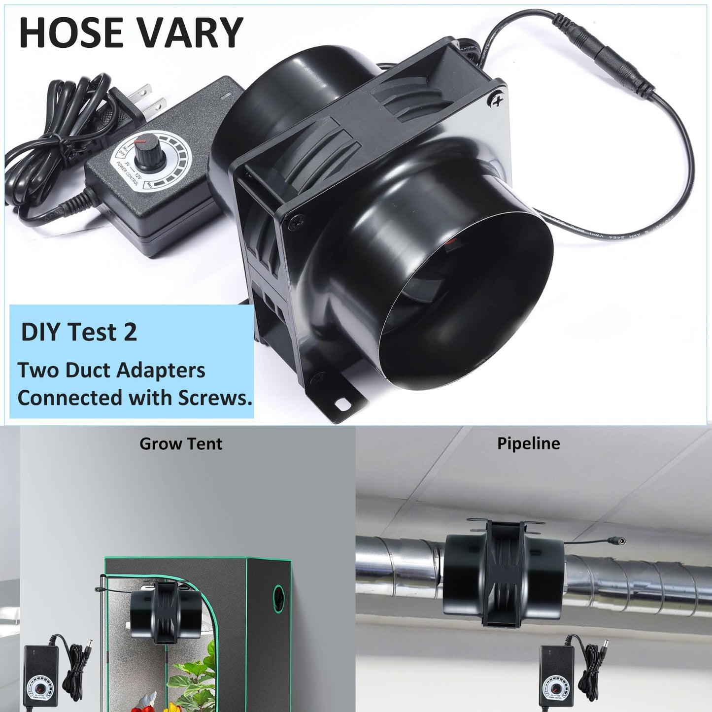 4" Axial Exhaust Fan, 3000RPM 120mm DC12V Dual Ball Bearings Air Exhaust Fume Smoke Extractor Fan Kit for DIY Soldering, 3D Laser, Paint Booth (4" Duct Adapters, Mesh, Dimmer Included)