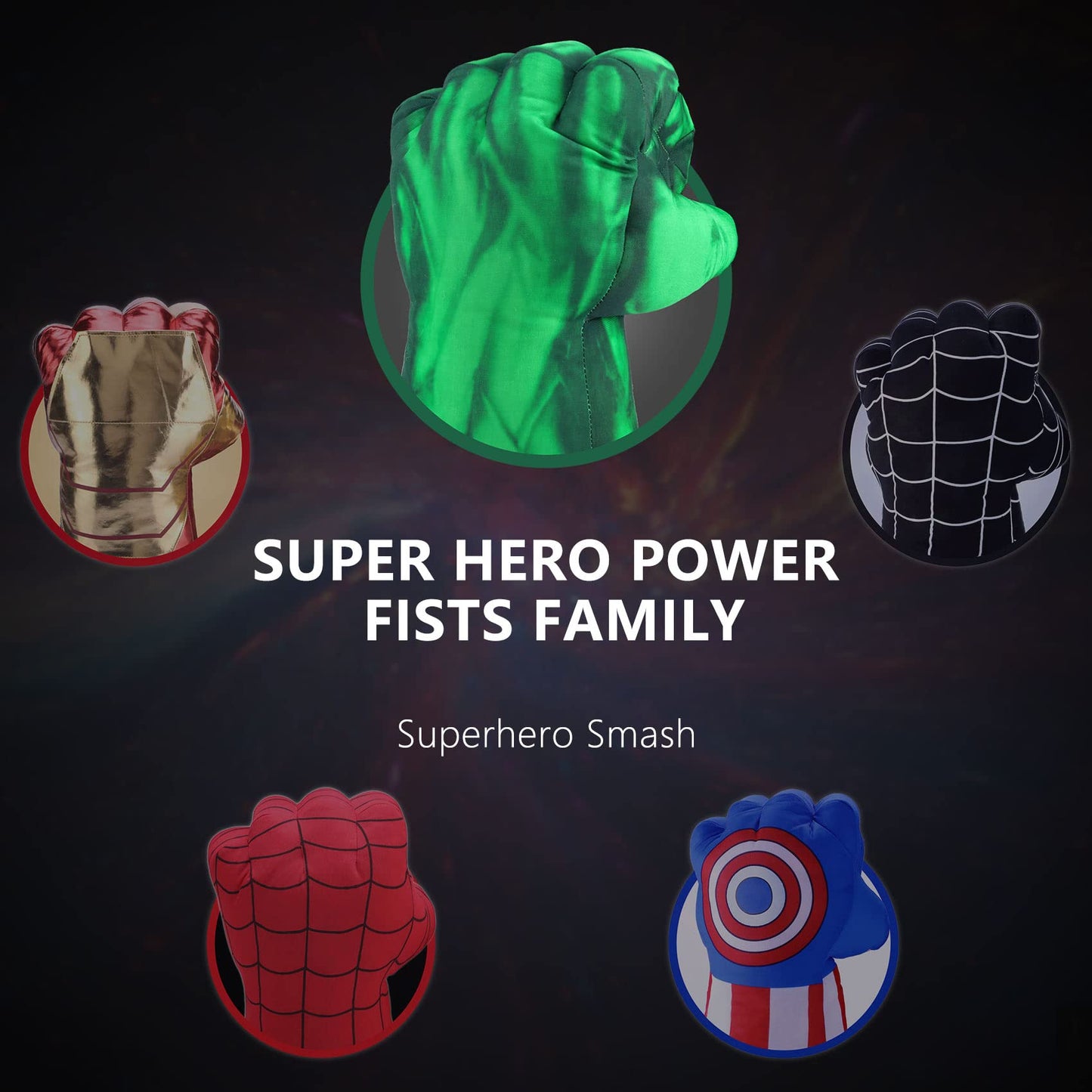 Toydaze Incredible Smash Fists Punching Gloves Plush Hands Stuffed Pillow Handwear, Kids Cosplay Costumes Gloves