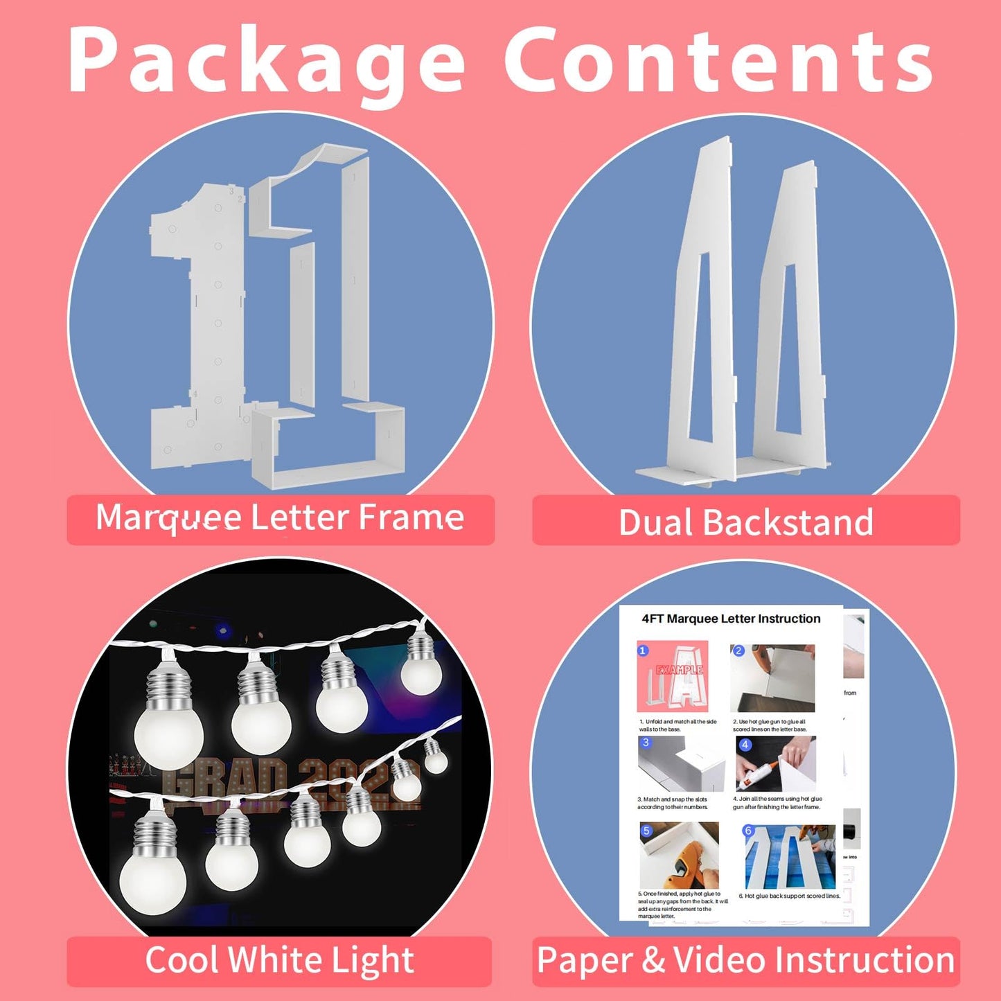 Cool White 4FT Light Up Numbers Pre-Cut Frame Giant Marquee Numbers 1, Mosaic Numbers for Balloons, Light Up Numbers for First 1st 21st Birthday Anniversary Party Decor